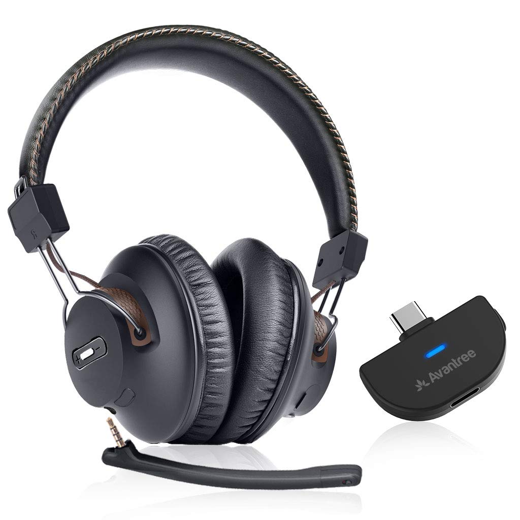 Avantree C519M – Bluetooth Kopfhörer mit Mikrofon für PS5 und Switch, Kabelloses Headset mit USB-C-Adapter für PC und Laptop, Low Latency, Unterstützt Zwei Kopfhörer, 40 Stunden Spielzeit