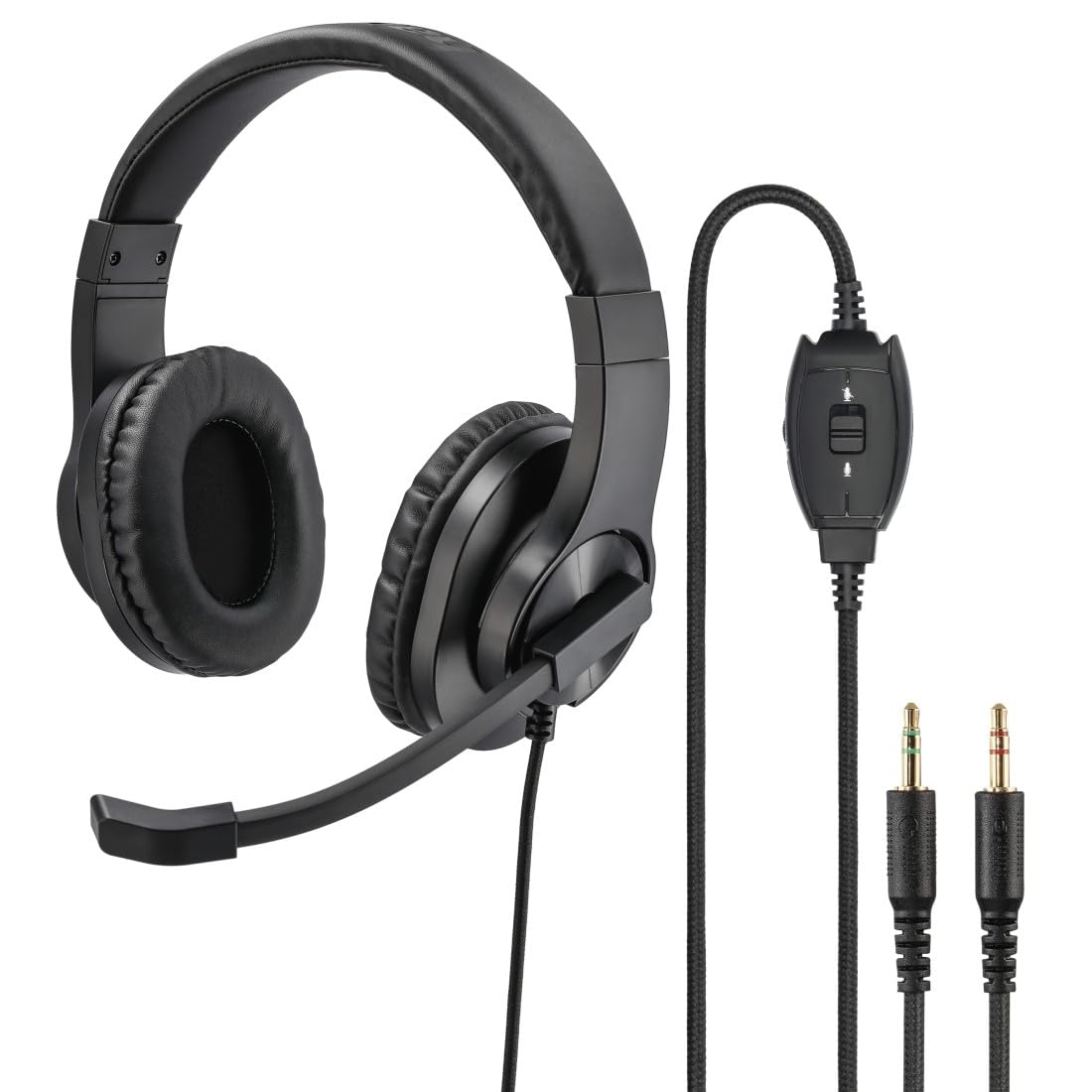 Hama PC Headset, Over Ear Kopfhörer mit Mikrofon (Headset mit Lautstärkenregler und verstellbarem Mikrofonarm, für Videokonferenzen, Homeoffice, Callcenter, eLearning, 2 Klinkenstecker 3,5mm) schwarz