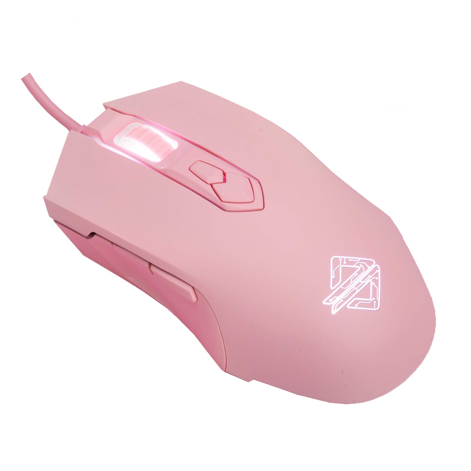 Lomiluskr AJ52 Gaming-Maus, kabelgebunden, 7 programmierbare Tasten, Computermäuse mit RGB-LED-Hintergrundbeleuchtung, 200–4800 DPI einstellbar, für Windows/Mac OS/Linux (Pink)