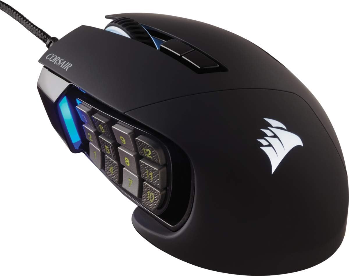 CORSAIR SCIMITAR RGB ELITE Kabelgebundene MOBA/MMO Gaming-Maus - 18.000 DPI - 17 programmierbare Tasten - iCUE-Kompatibel - PC, Mac, PS5, PS4, Xbox - Schwarz