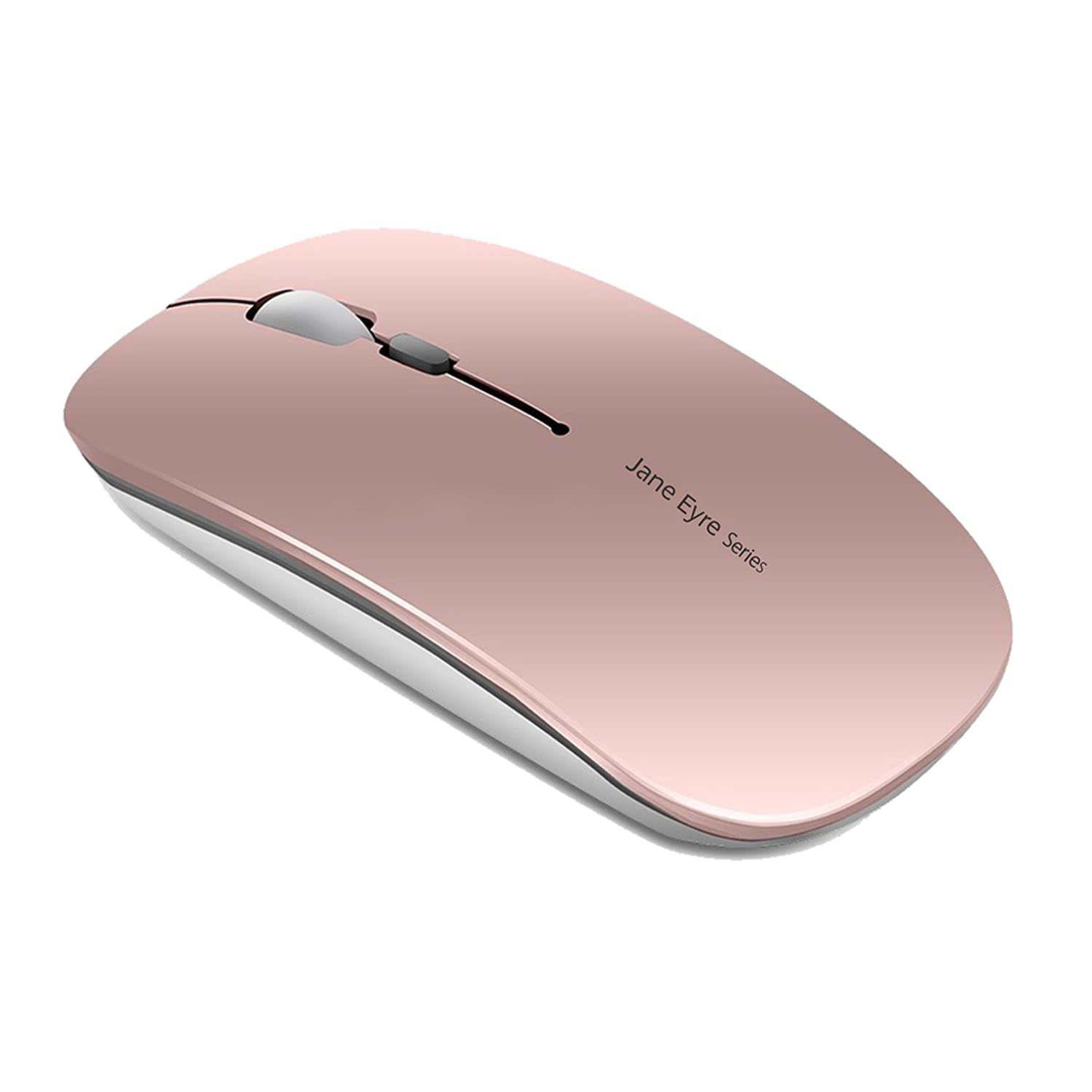 Uiosmuph Q5 Kabellos Maus, Wiederaufladbar Funkmaus 2.4G Leise Funkmaus Ultra Dünn Wireless Computermaus 1600 DPI Mit Mäuse mit USB-Empfänger Typ C für Laptop, PC, Linux, MacBook (Rose Gold)