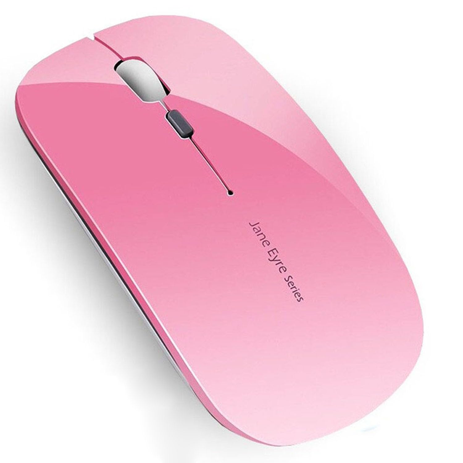 Uiosmuph Q5 Kabellos Maus, Wiederaufladbar Funkmaus 2.4G Leise Funkmaus Ultra Dünn Wireless Computermaus 1600 DPI Mit Mäuse mit USB-Empfänger Typ C für Laptop, PC, Linux, MacBook (Rosa)