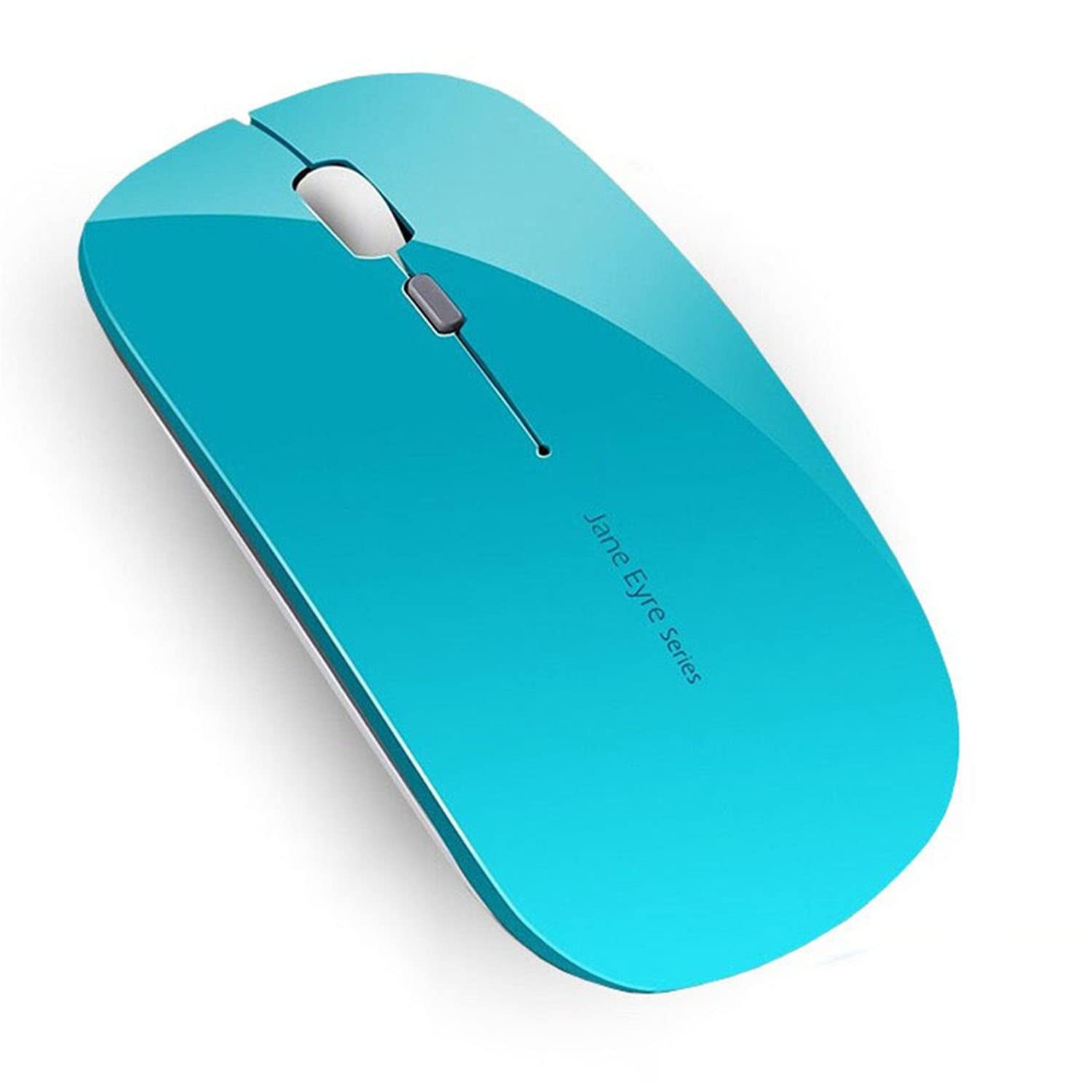 Uiosmuph Q5 Kabellos Maus, Wiederaufladbar Funkmaus 2.4G Leise Funkmaus Ultra Dünn Wireless Computermaus 1600 DPI Mit Mäuse mit USB-Empfänger Typ C für Laptop, PC, Linux (Blau)