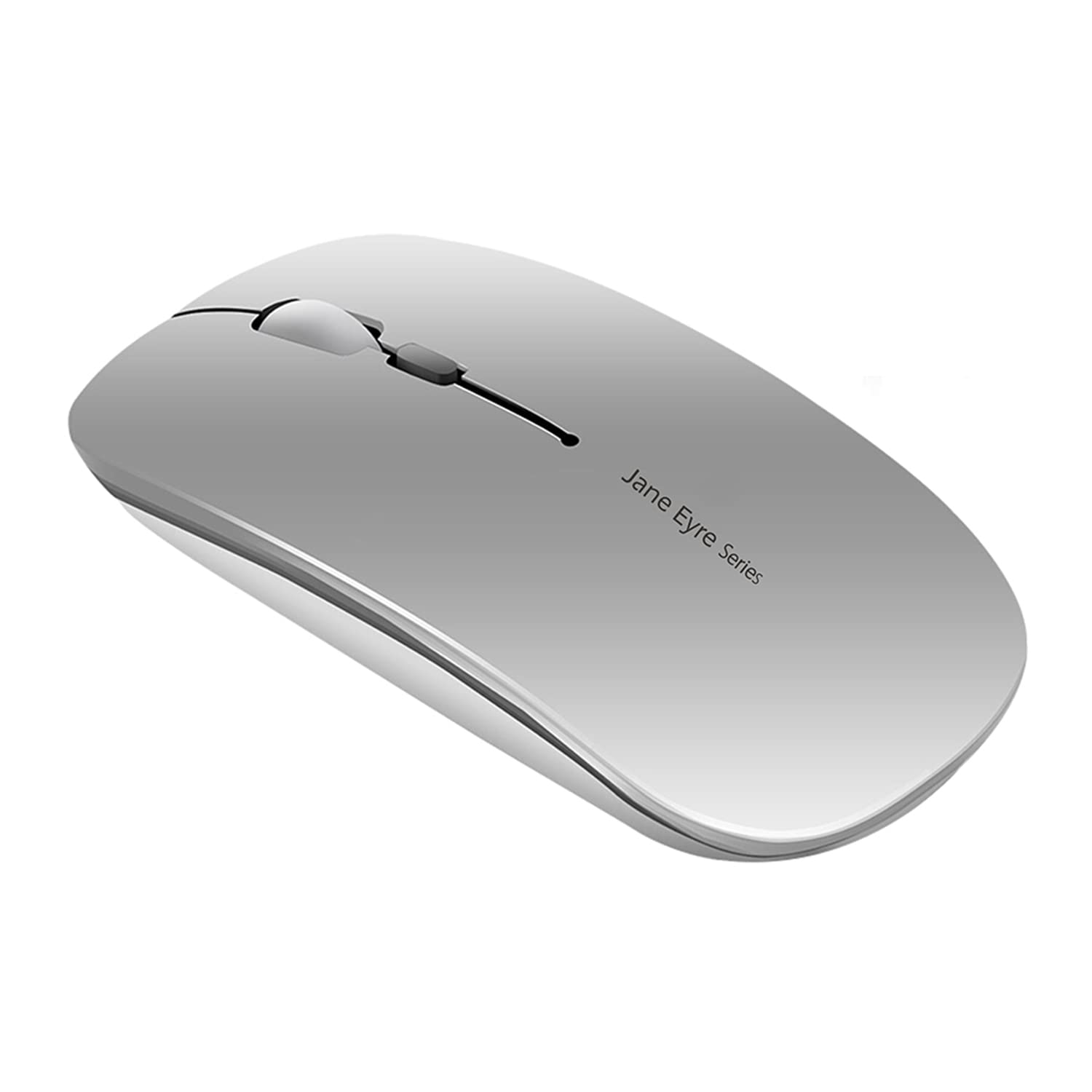 Uiosmuph Q5 Kabellos Maus, Wiederaufladbar Funkmaus 2.4G Leise Funkmaus Ultra Dünn Wireless Computermaus 1600 DPI Mit Mäuse mit USB-Empfänger Typ C für Laptop, PC, Linux, MacBook (Sliver)