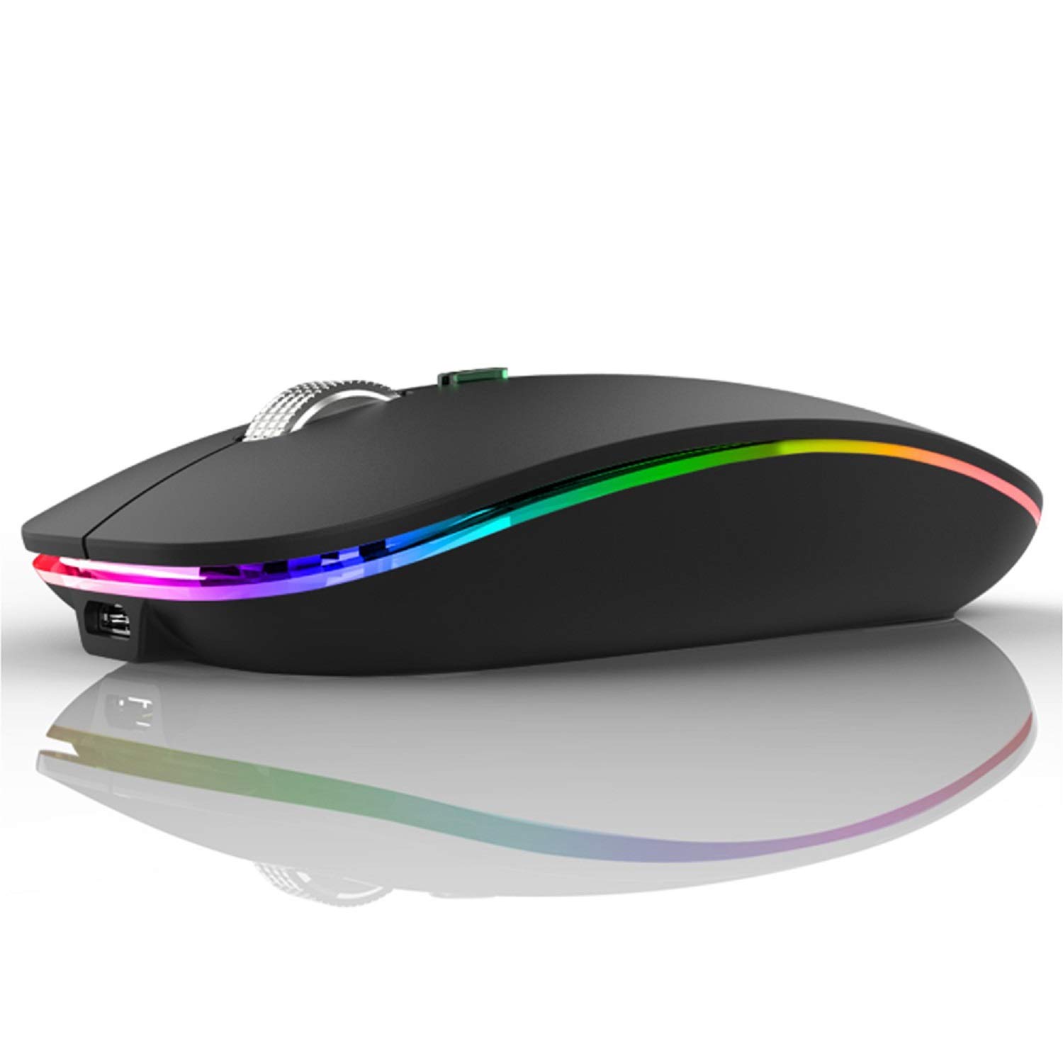 Uiosmuph G12 Maus Kabellos, LED 2.4G Leise Funkmaus Wiederaufladbar Wireless Mousemit Nano USB Empfänger 1600 DPI Computermaus für PC/Laptop/Windows/MacBook (Schwarz Matt)