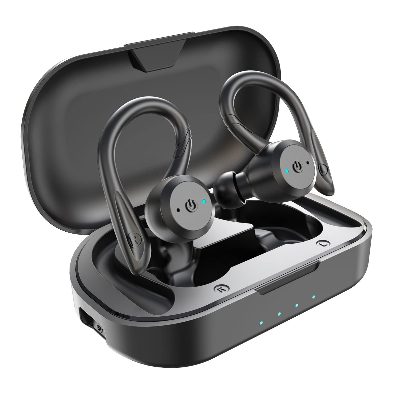 APEKX Wireless Sport Kopfhörer 5.0, IPX7 Wasserdicht, Stereo-Sound, Eingebautes Mikrofon Headset mit Magnetischen Tragbaren Ladetasche, Hände Freianruf für IOS,Andriod (Schwarz)
