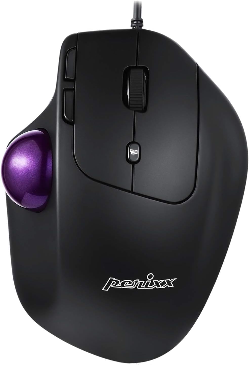 Perixx PERIMICE-520 Kabelgebundener Ergonomische Trackball Maus, Anpassbarer Winkel, 2 DPI Level, Schwarz