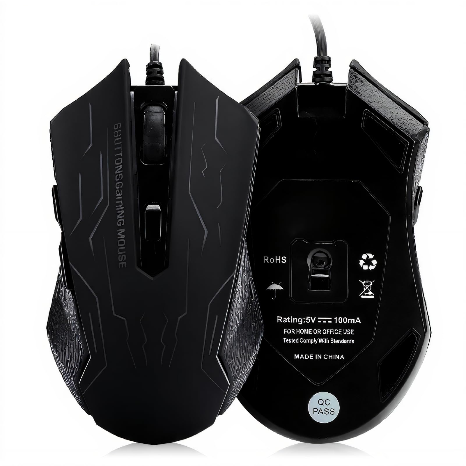 Gaming Mouse Kabelgebundene, stille Spielemaus USB Kabelgebundene Desktop-Laptop-Maus G6 1,5 m 6-Gang-verstellbare, einstellbare,komfortable Griff Ergonomische optische