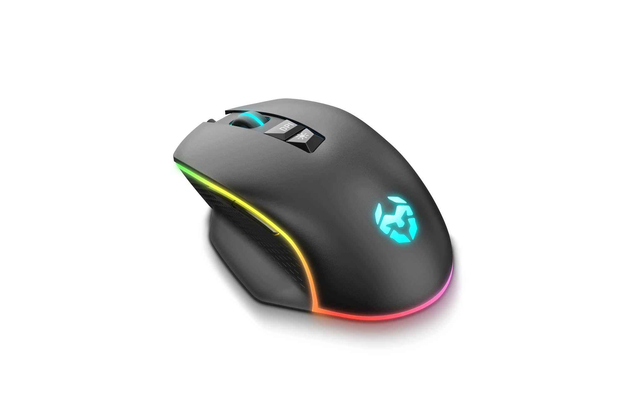 KROM KEOS - Gaming-Maus mit hochpräzisem optischen Sensor, 6400 dpi, RGB-Regenbogen, 7 programmierbare Tasten, schwarz