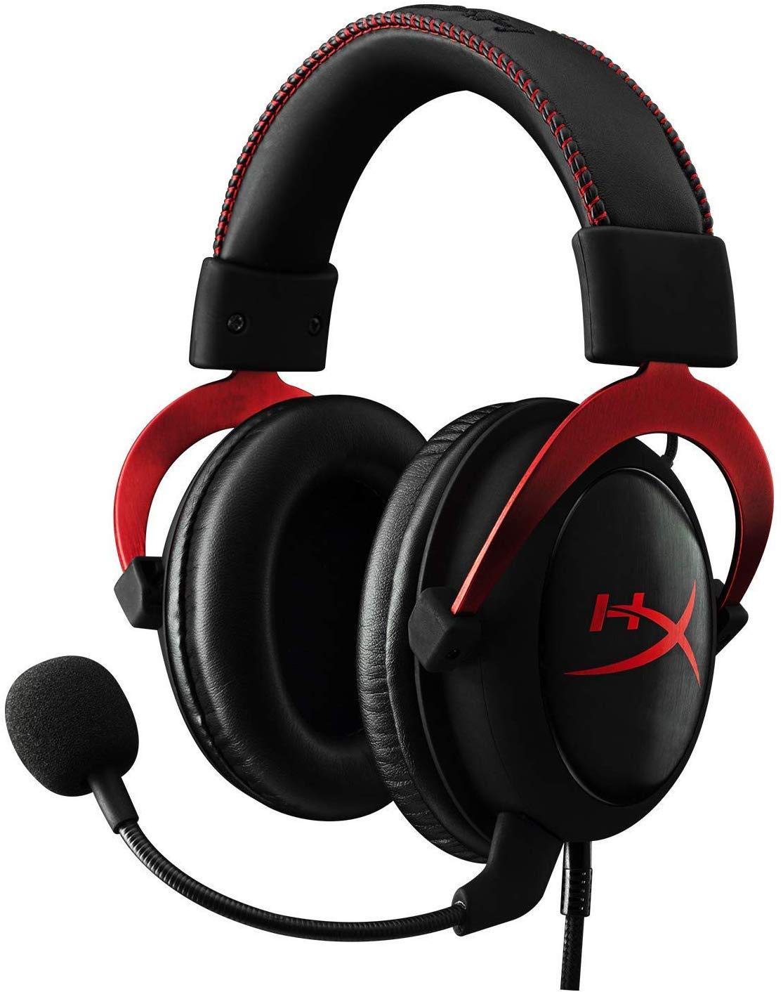 HyperX Cloud II Gaming-Headset, 7.1-Surround-Sound, Aluminiumrahmen, abnehmbares Mikrofon mit Geräuschunterdrückung, Hi-Fi mit 53-mm-Audio-Treibern, kompatibel mit PC/PS4/Xbox/Mac/Mobile/VR, Rot
