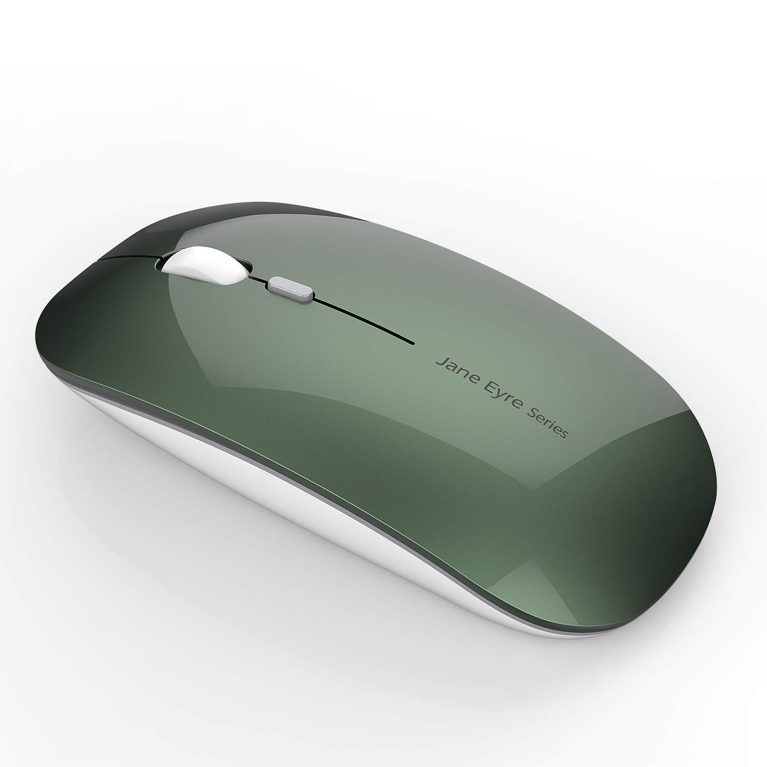 Uiosmuph Q5 Kabellos Maus, Wiederaufladbar Funkmaus 2.4G Leise Funkmaus Ultra Dünn Wireless Computermaus 1600 DPI Mit Mäuse mit USB Empfänger Typ C für Laptop, PC, Linux (dunkel grün)