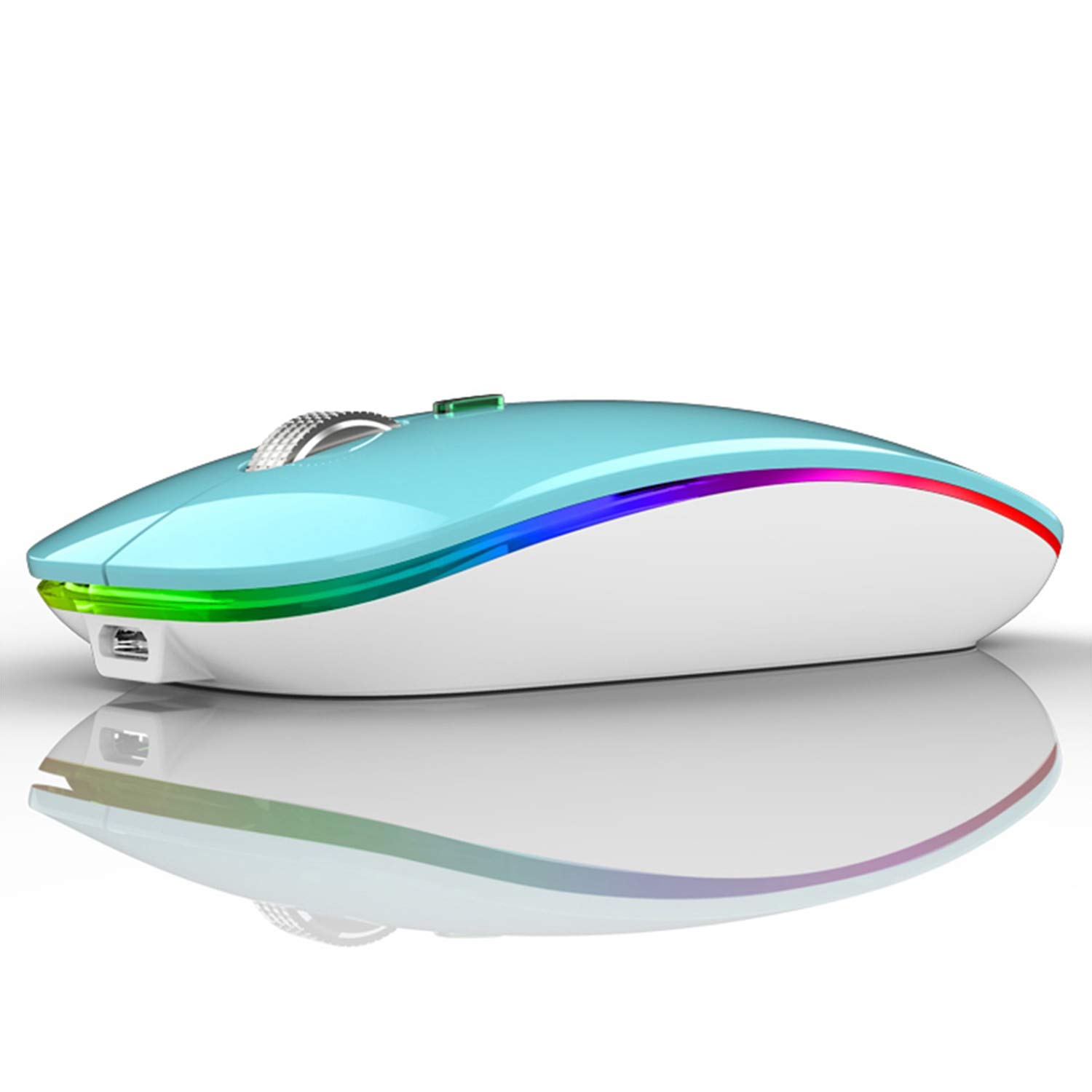 Uiosmuph Bluetooth Maus Kabellose, LED Funkmaus wiederaufladbar Leise Wireless Mouse 2.4GHz Kabellos Optische Maus mit USB Nano Empfänger für PC/Tablet/Laptop Computer (Blau)