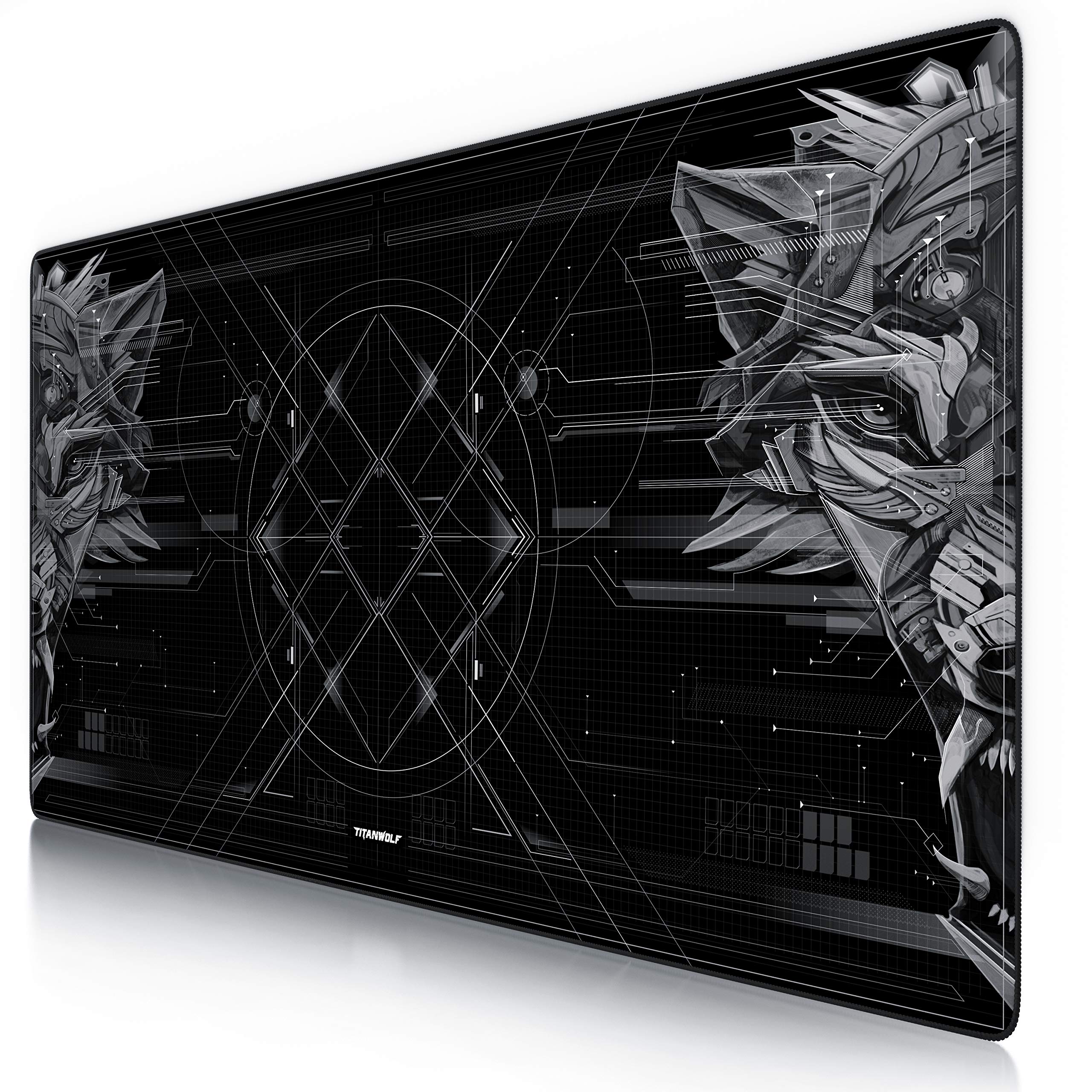 CSL - Übergröße Mauspad Gaming Titanwolf 1200x600mm - XXXL Mousepad groß mit Motiv - Tischunterlage Large Size - verbessert Präzision und Geschwindigkeit - XXL - für Logitech Maus und Tastatur