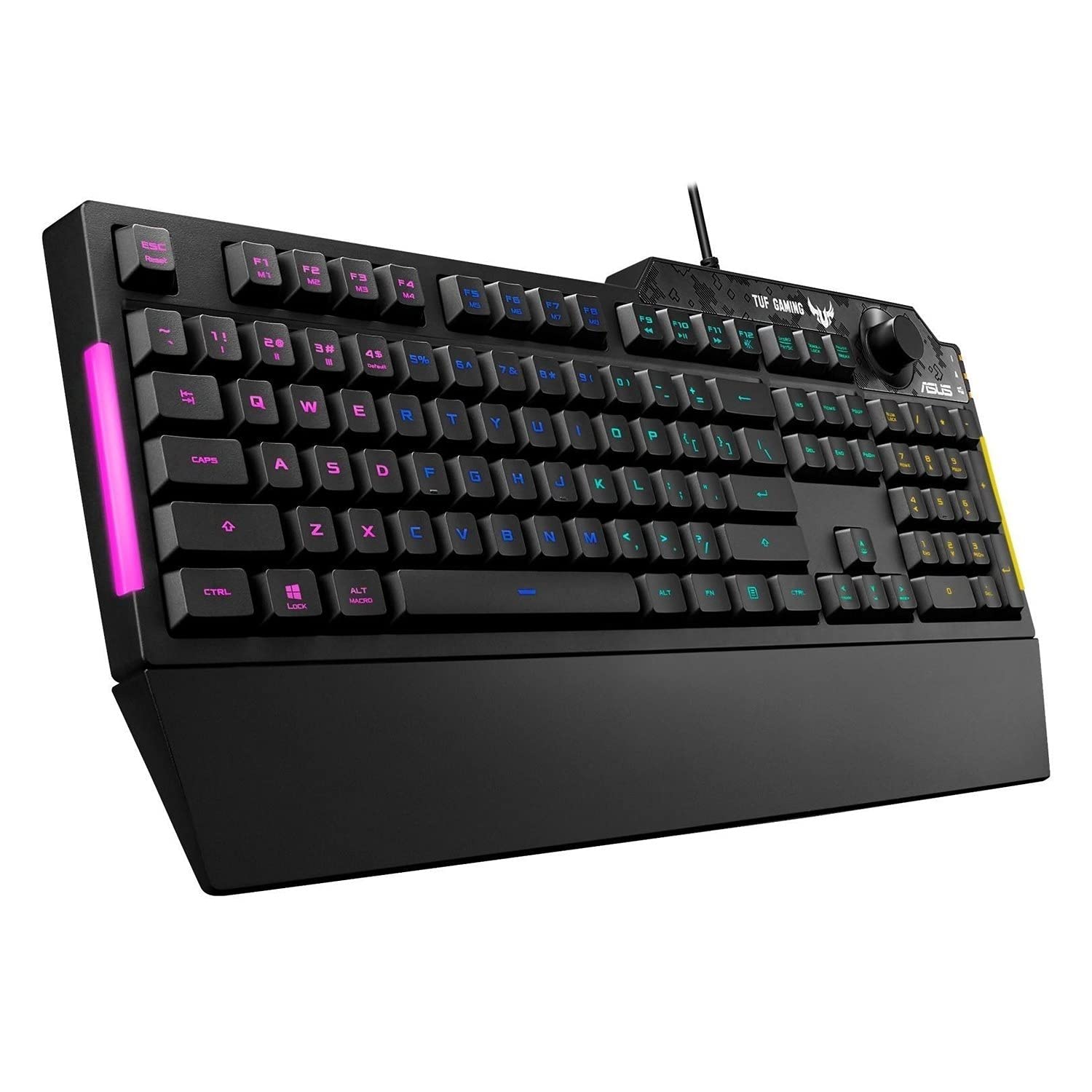 ASUS TUF Gaming K1 RGB tastiera USB Nero (Asus TUF GAMING K1 RGB Keyboard with Volume Knob, 19-key Rollover, Side Light Bar & Armoury Crate, Spill Resistant, Detachable Wrist Rest) - Versione UK