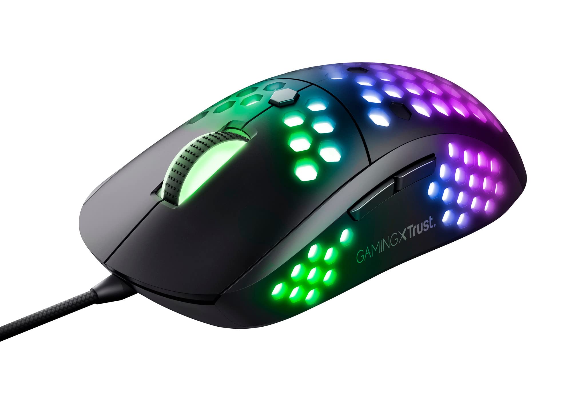 Trust Gaming GXT 960 Graphin Leichte RGB Gaming Maus, 74 g, 200-10.000 DPI, Einstellbare Pollrate bis zu 1000 Hz, 6 Programmierbare Tasten, PC-Maus für Laptop, Computer, Windows - Schwarz
