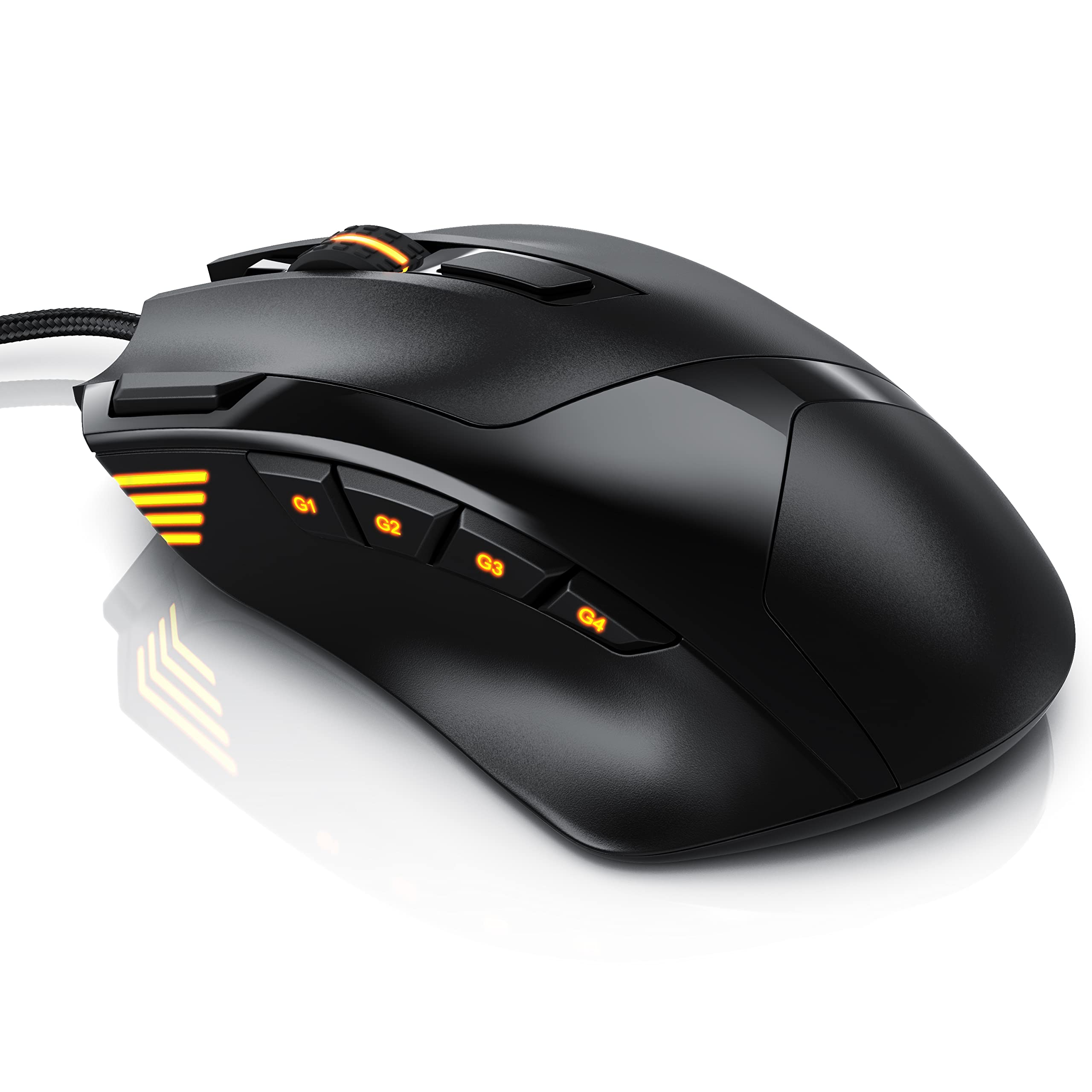 CSL - 4800 DPI Gaming Maus mit RGB Beleuchtung – optische Computermaus - 9 Tasten – 600-4800 DPI – 7 Farben – LED Farbwechsel – Huano Tasten – Makroprogrammierung – mit Software Treiber-CD – schwarz