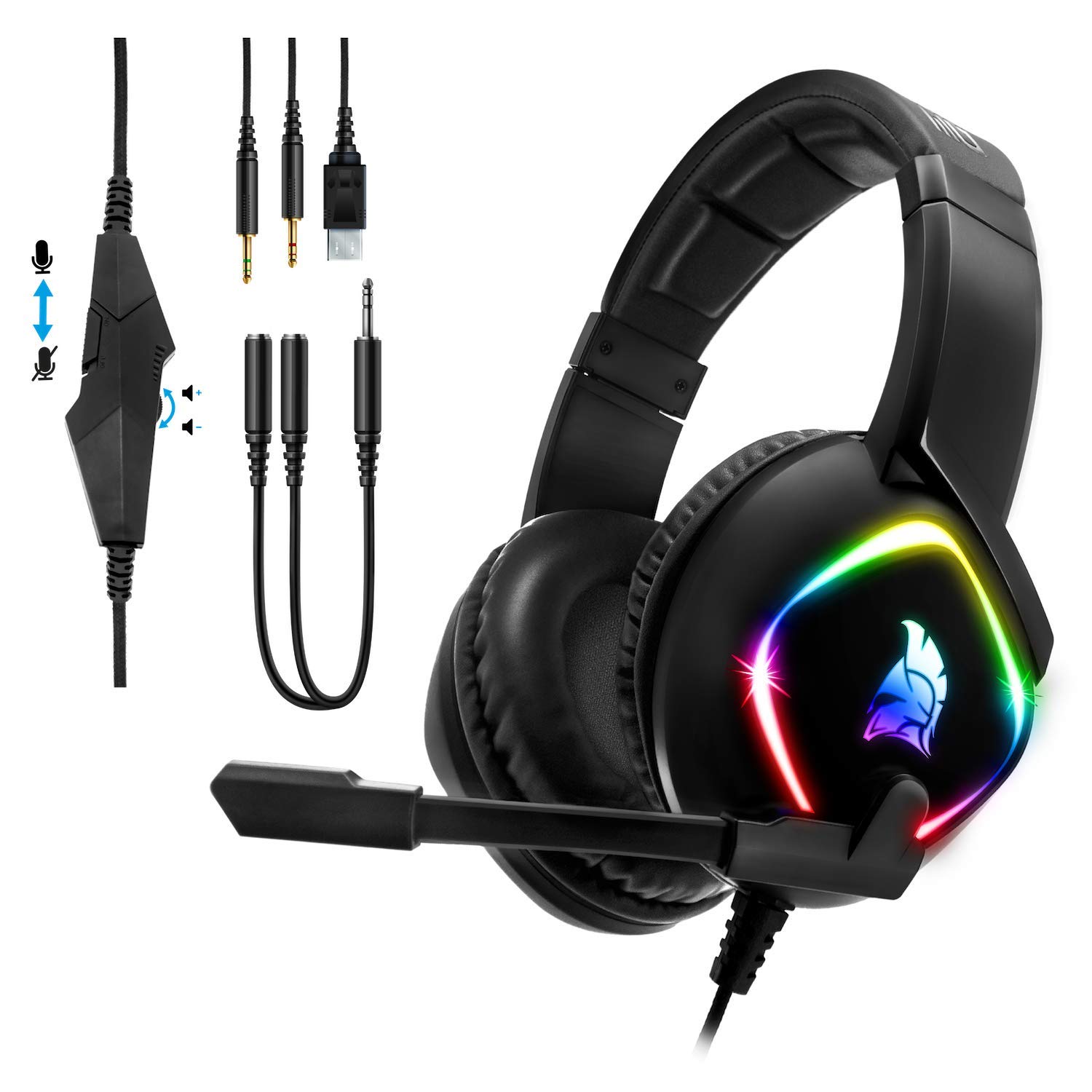 EMPIRE GAMING - Gaming Headset Dark Rainbow G-HD10 -Kompatibel PS4/PS5/Xbox Series/Smartphones/Tablets/PC/MAC Plattformübergreifend -High-Definition-Stereo-Omnidirektionales Mikrofon