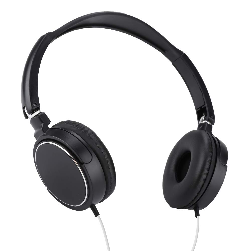 ASHATA Kabelgebundenes Headset, automatische FM-Suche, Faltbare Kopfhörer mit Geräuschunterdrückung von 93 dB, hautfreundliche Ohrpolster für den Reisesport