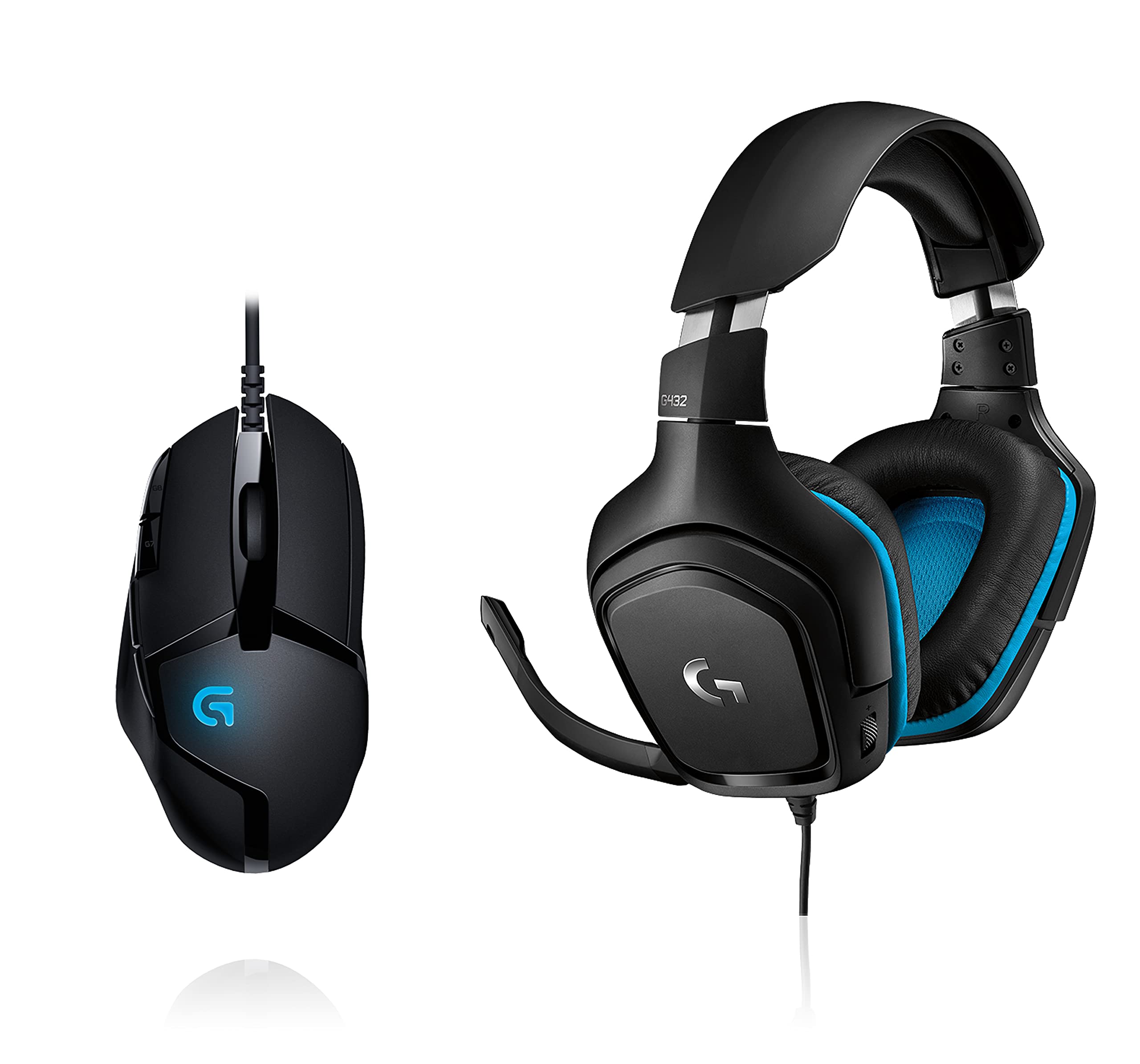 Logitech G402 Hyperion Fury Gaming-Maus, 4000 DPI Optischer Sensor, 8 Programmierbare Tasten + Logitech G432 kabelgebundenes Gaming-Headset, 7.1 Surround Sound, DTS Headphone:X 2.0