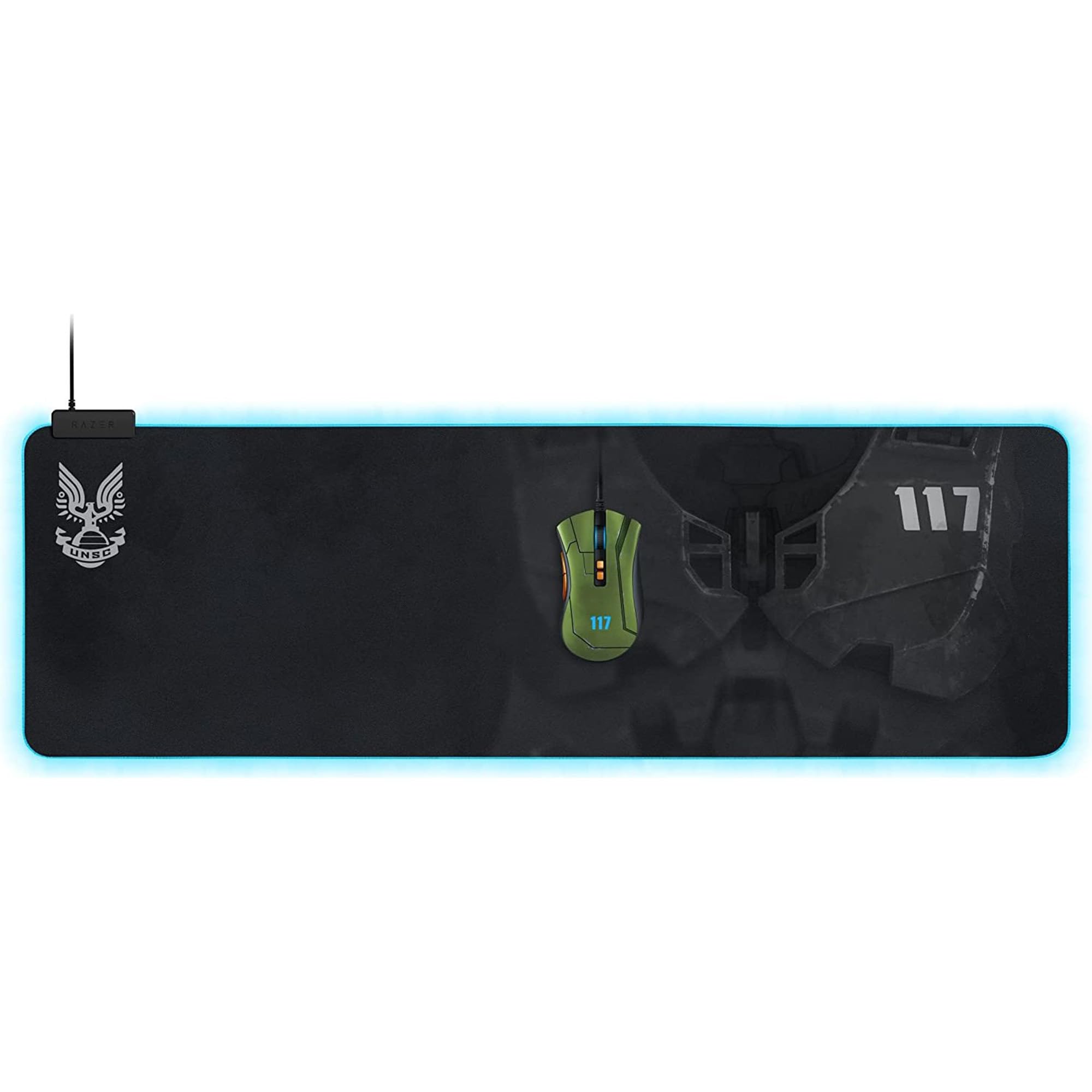 Razer Goliathus Gaming-Mauspad, erweitertes Chroma, anpassbare RGB-Beleuchtung, weiches Stoffmaterial, ausgewogene Kontrolle und Geschwindigkeit, rutschfeste Gummiunterseite, Halo Infinte Edition
