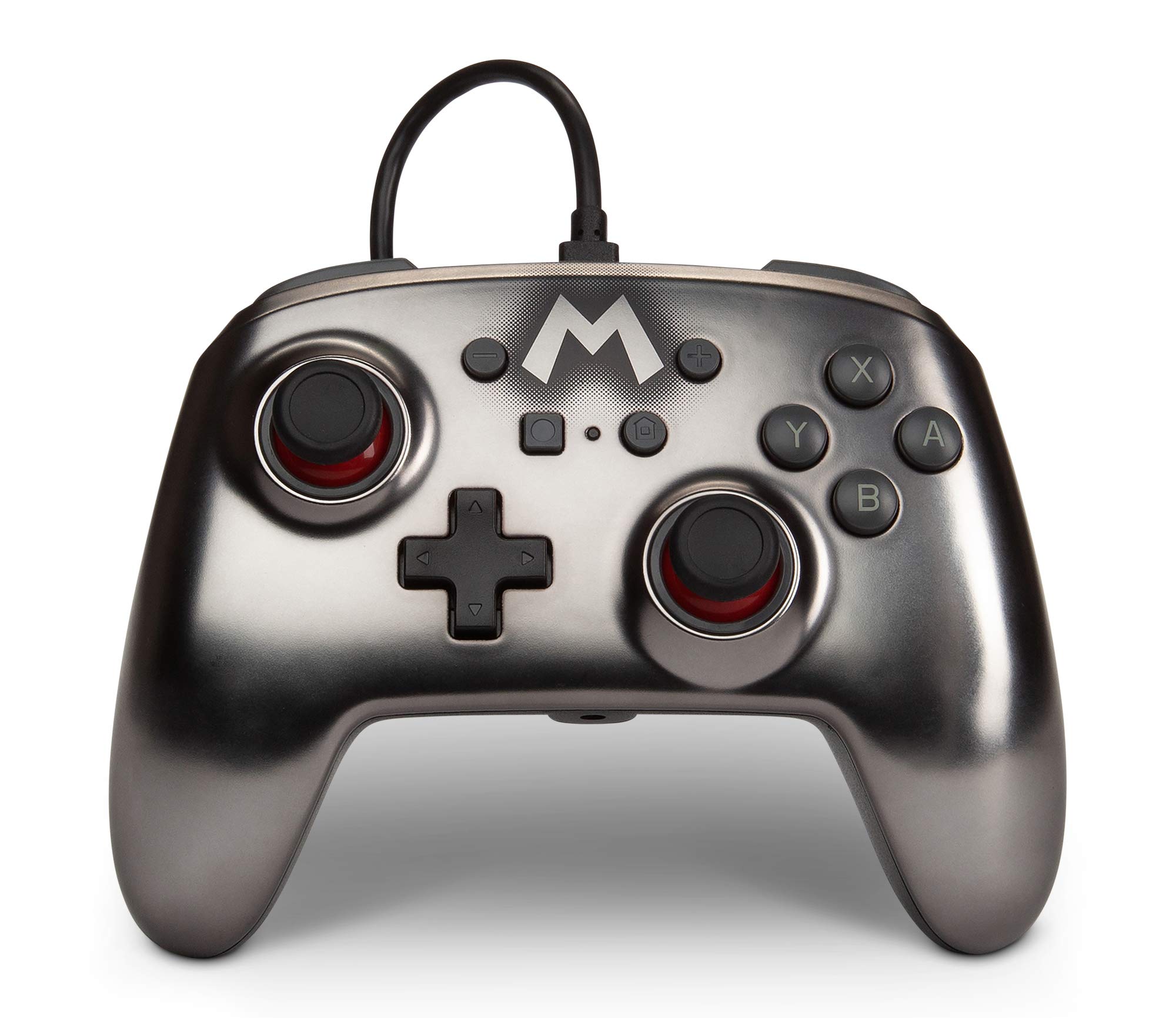 Verbesserter Kabelgebundener PowerA Controller für Nintendo Switch – Mario Silver, Gamepad, Game-Controller, Kabelgebundener Controller, Offiziell Lizenziert