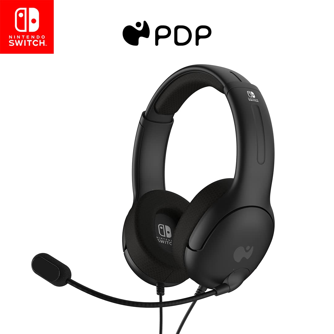 PDP Gaming LVL40 Stereo Kopfhörer mit Mic für Nintendo Switch - PC, iPad, Mac, Laptop Compatible - Geräuschunterdrückung Mikrofon, Lightweight, Soft Comfürt On Ear Headphones, 3.5mm jack - schwarz