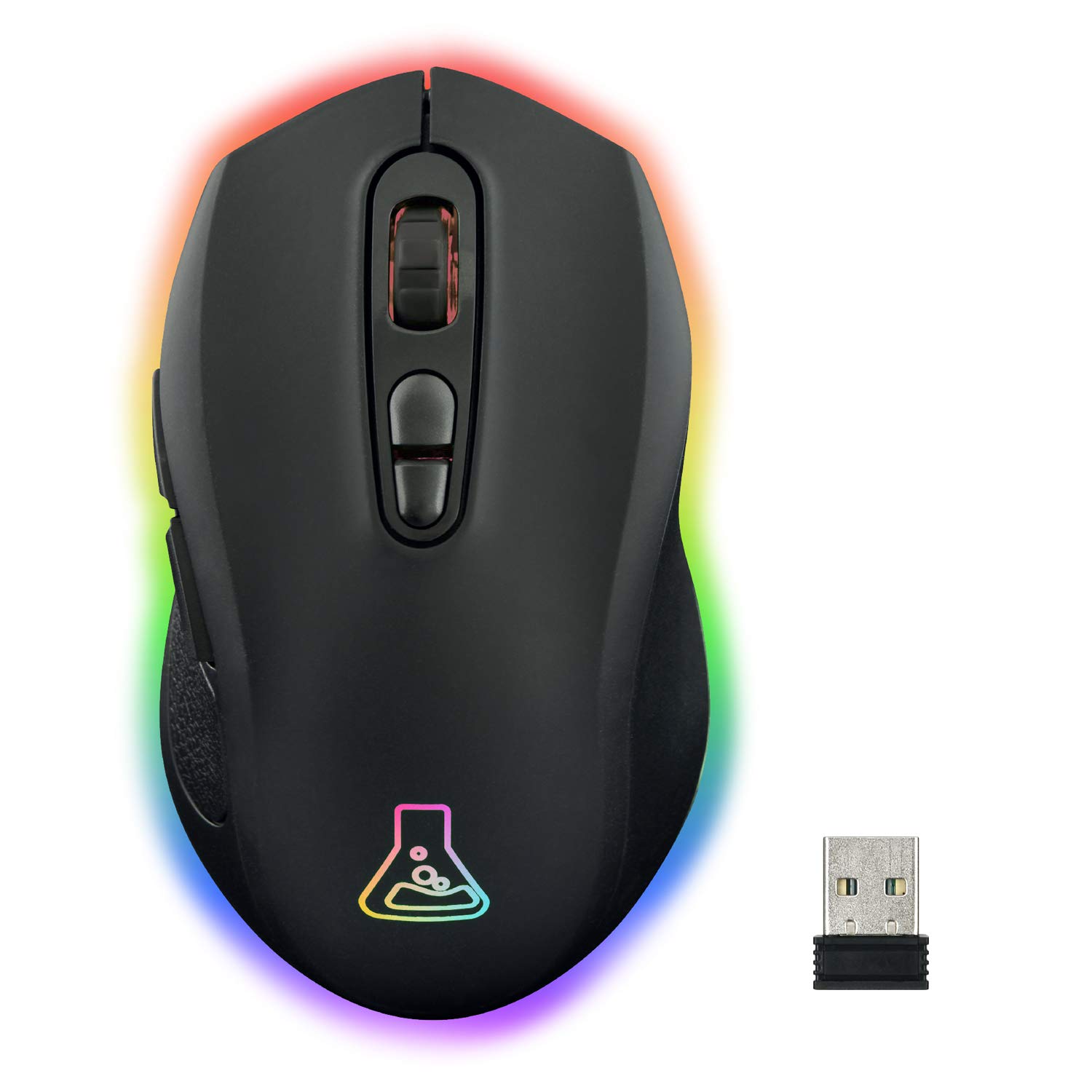 THE G-LAB Kult NEON Wiederaufladbare kabellose Gaming-Maus – Präzise und Reaktionsschnelle 2400 DPI-drahtlose Gaming-Maus, RGB-LED, Lange Akkulaufzeit, 7 Tasten, Ultraleicht - PC, PS4,PS5 Xbox One & X
