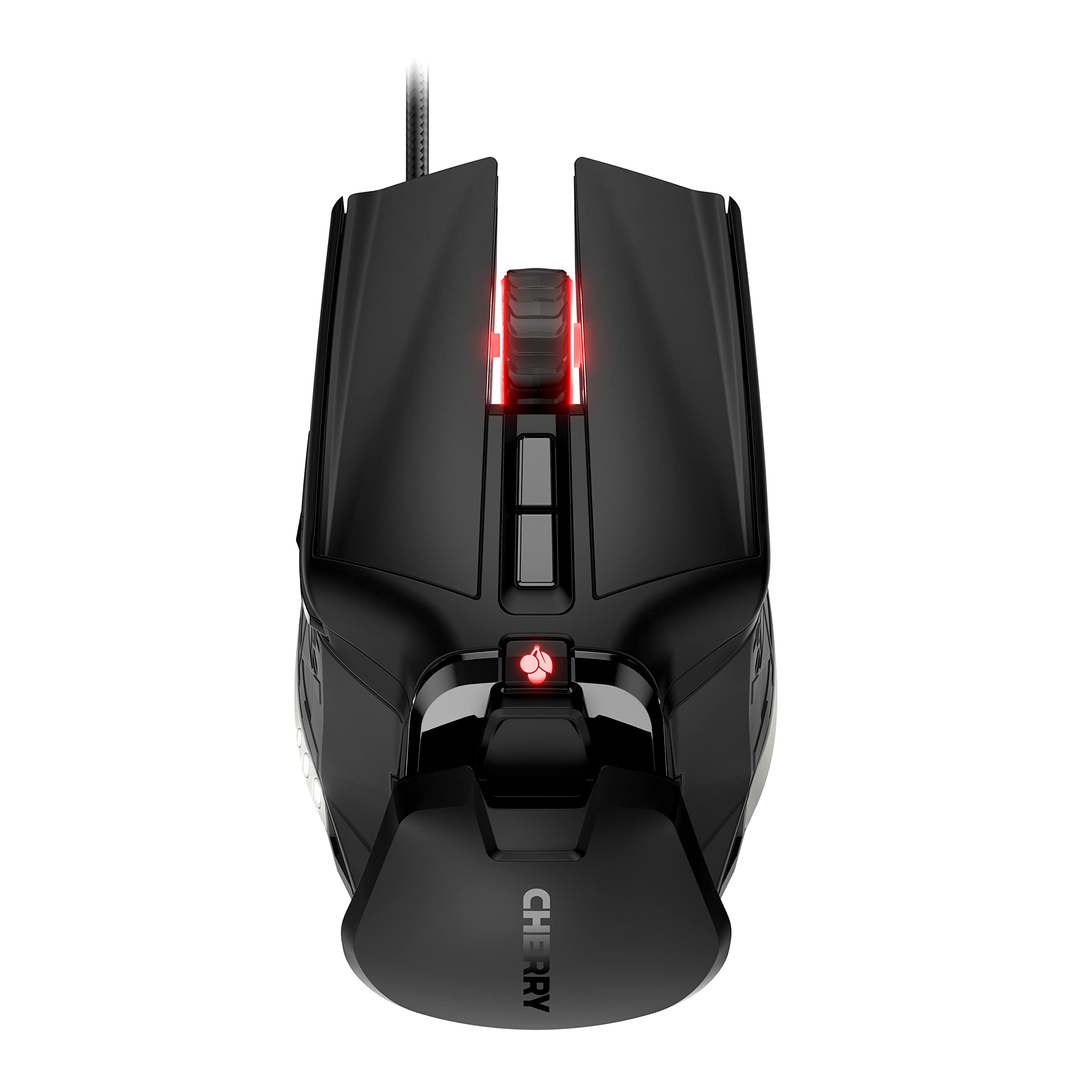 CHERRY MC 9620 FPS, Ergonomische Gaming-Maus mit RGB-Beleuchtung, Verstellbare Handauflagefläche, Einlegbare Gewichte, 9 Tasten, 12.000 dpi, Kabelgebunden, Schwarz