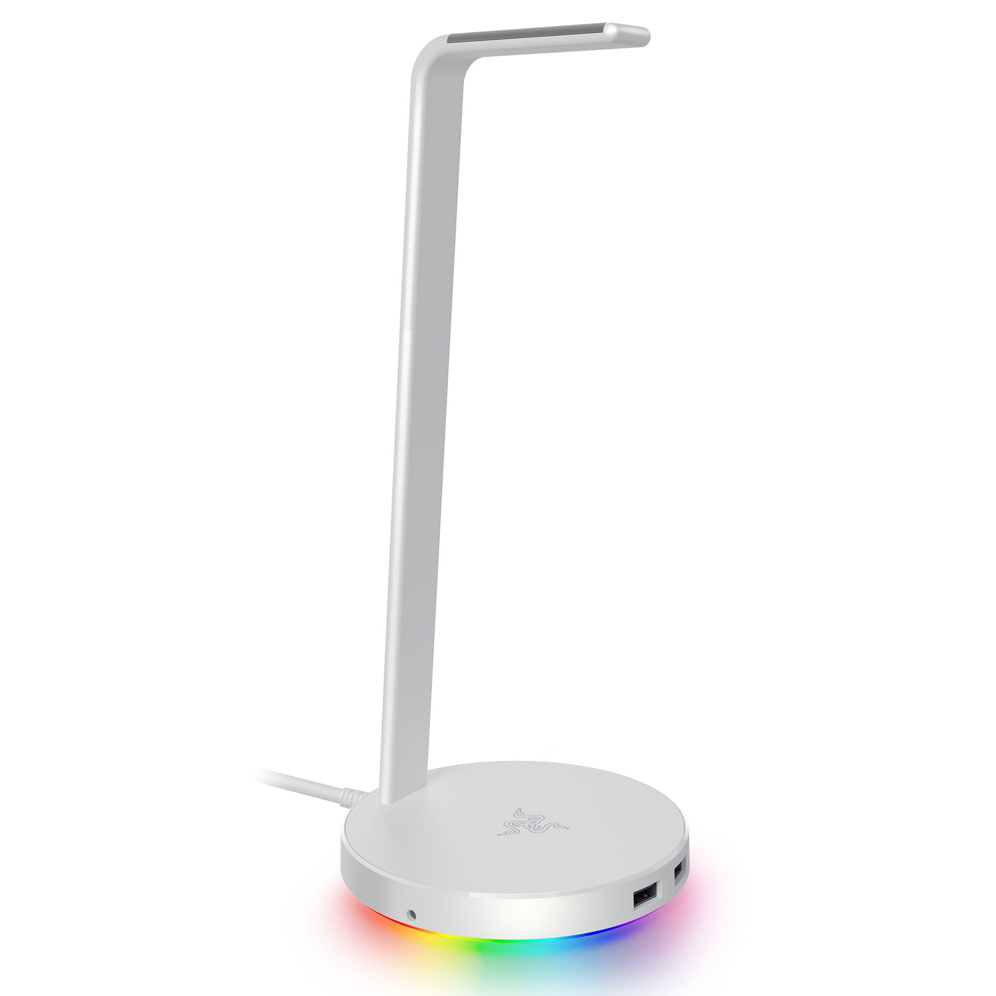 Razer Base Station V2 Chroma (Mercury) - Headset-Ständer mit USB-Hub und RGB-Beleuchtung (mit 7.1 Surround Sound, Integrierter Kopfhörer-Halter, rutschfester Standfuß) Weiß