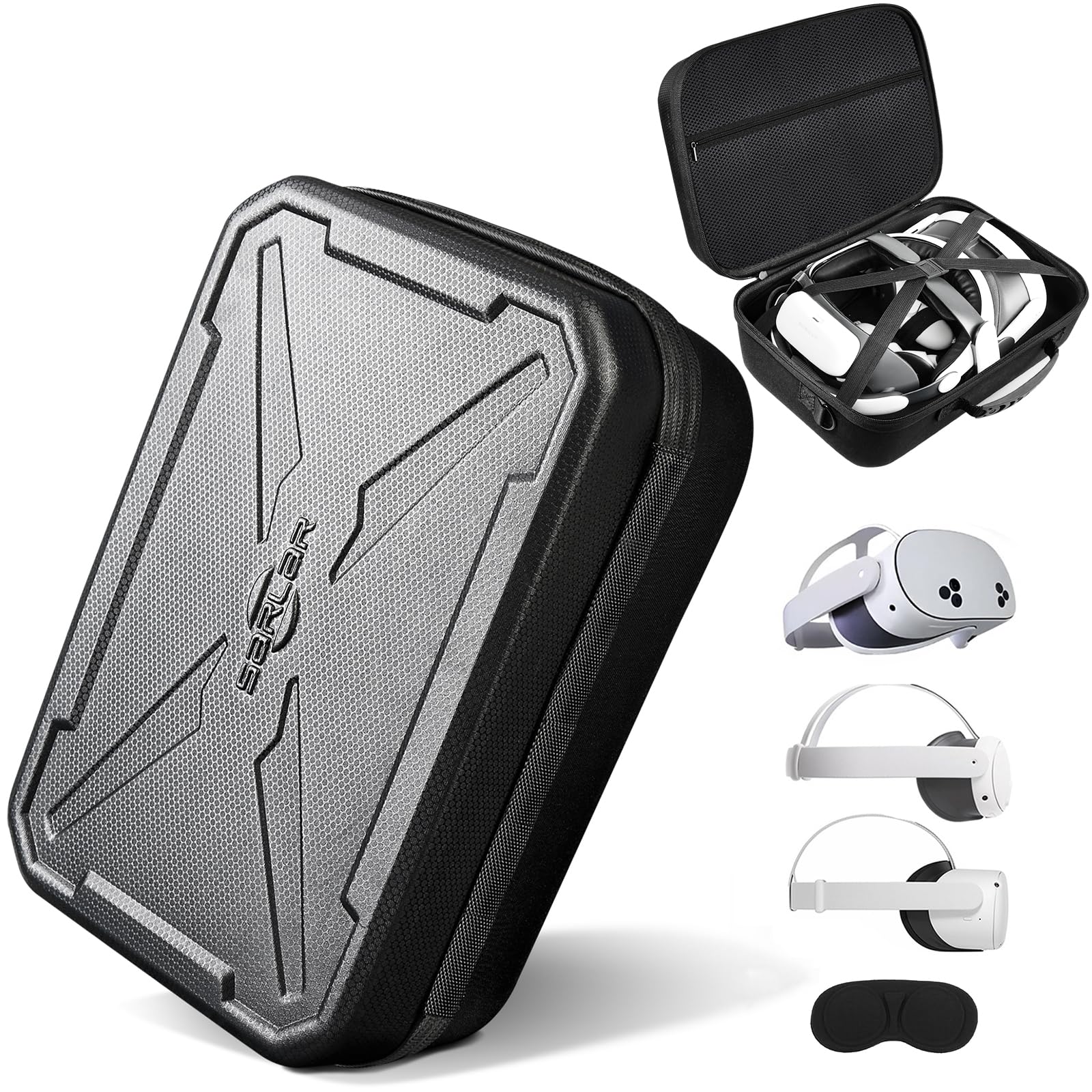 SARLAR Modische Reise-Schutzhülle für Oculus Quest 2 VR Gaming-Headset und Touch-Controller, Zubehör, Tragetasche, inklusive VR-Ständer, Objektivschutzabdeckung