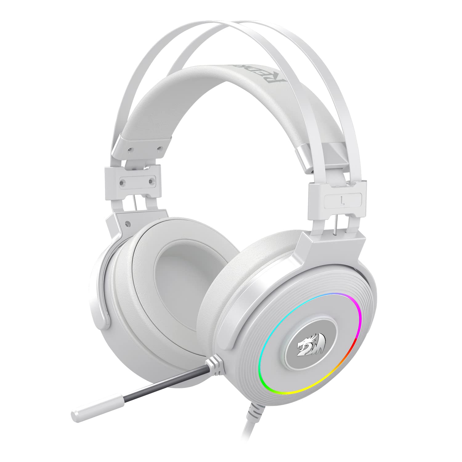 Redragon Lamia 2 H320W RGB Gaming-Helme, Weiß, Kopfhörer mit Mikrofon, inkl. Ständer, leistungsstarke Helme, USB - 7.1 Virtual - Headset für Games, kompatibel