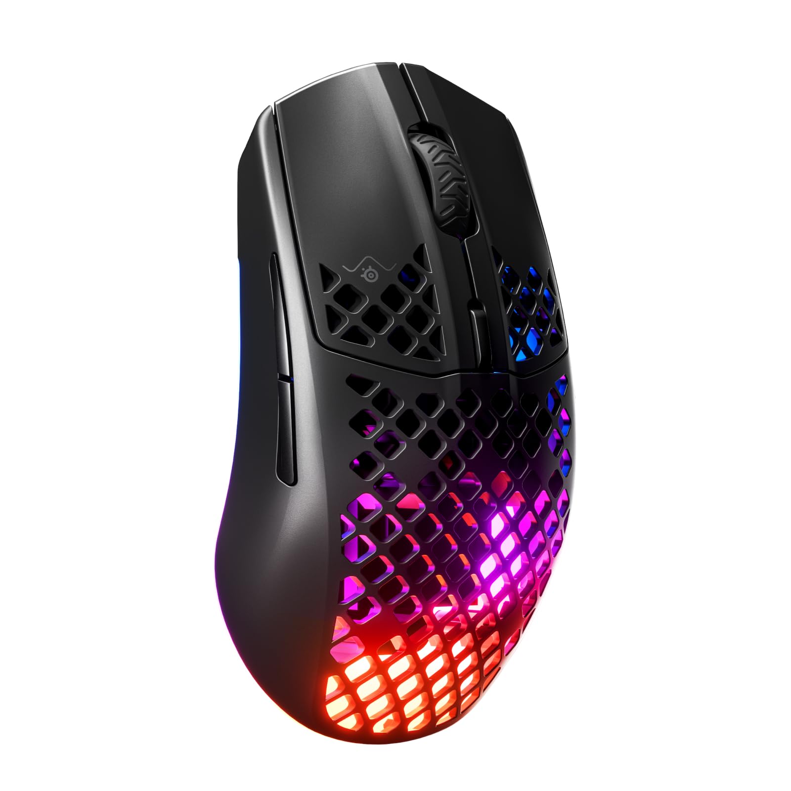SteelSeries Aerox 3 Wireless - RGB Gaming Maus mit Öffnungen in der Oberfläche - Federleichtes, wasserabweisendes Design - Optischer TrueMove Air-Sensor mit 18.000 DPI - Onyx