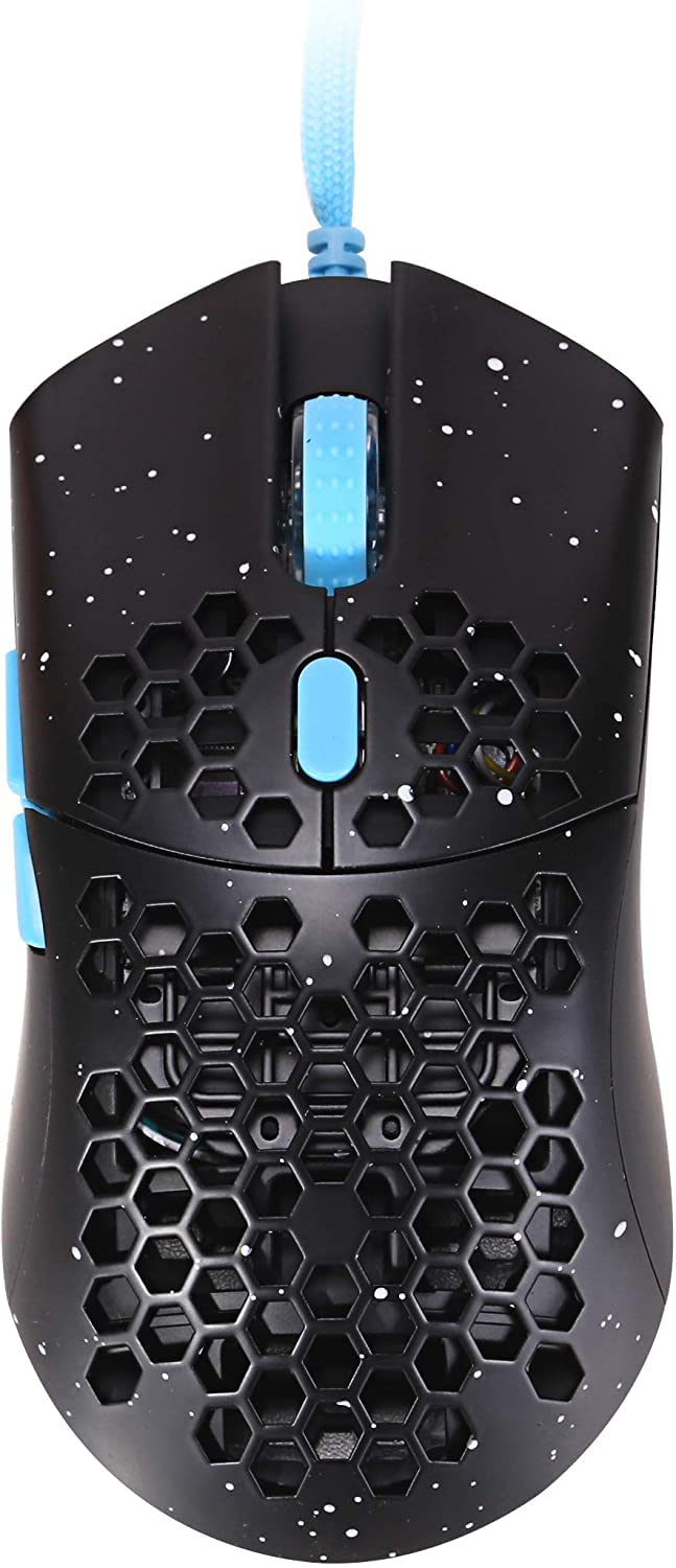 HK Gaming Sirius M Ultraleichte, Mit Wabenmuster Versehene, Beidhändige, Kabelgebundene Gaming-Maus - 6 Tasten - 12 000 CPI - 54 g (Sirius-M, Phantom Limitierte Auflage)