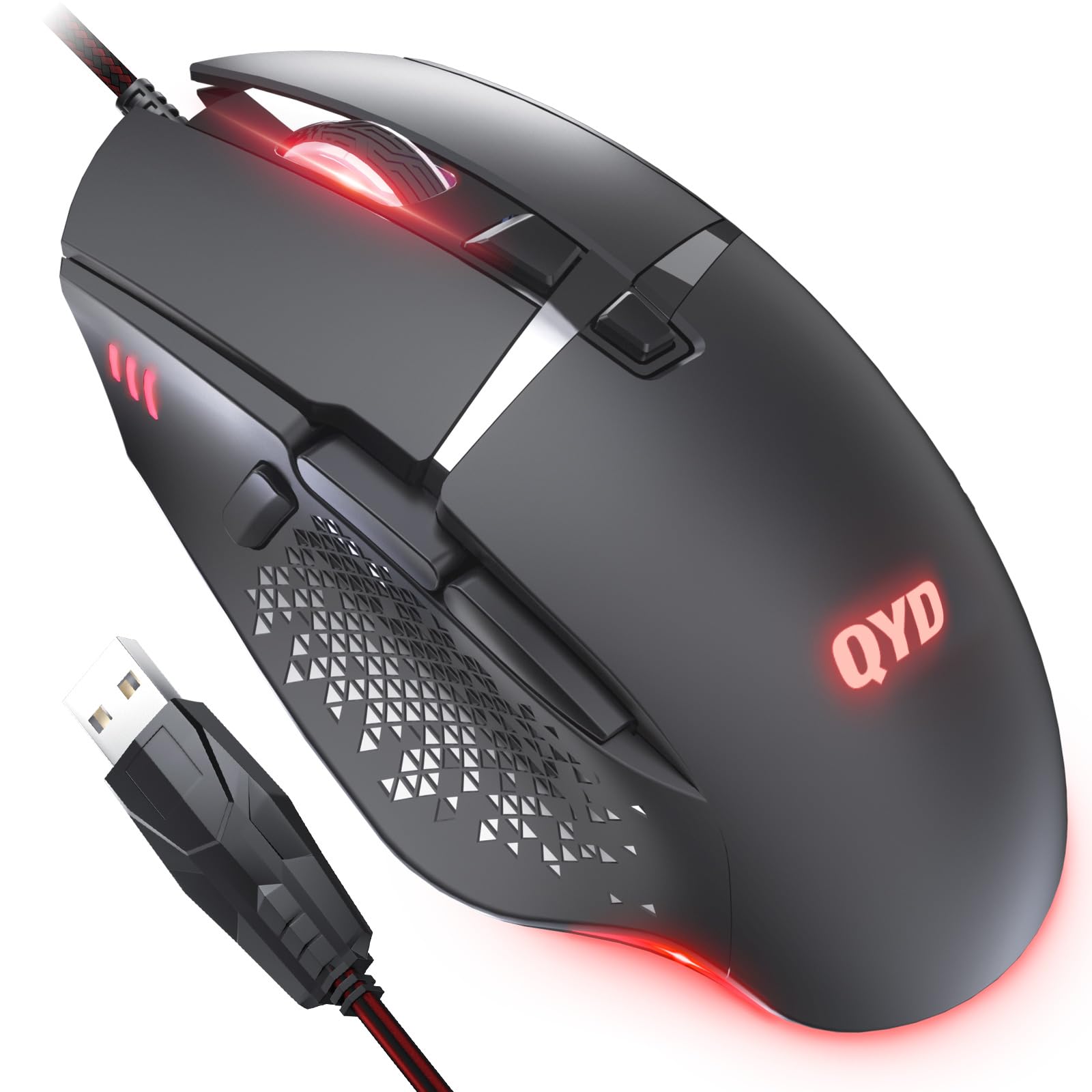 Gaming Maus 7200 DPI Einstellbarer USB RGB Led Gaming Mäuse für Große Hände, 8 Programmierbare PC Maus, Ergonomische Desktop Computer Laptop PC Gamer Gaming Mouse mit 1,67m Geflochtenen Kabel