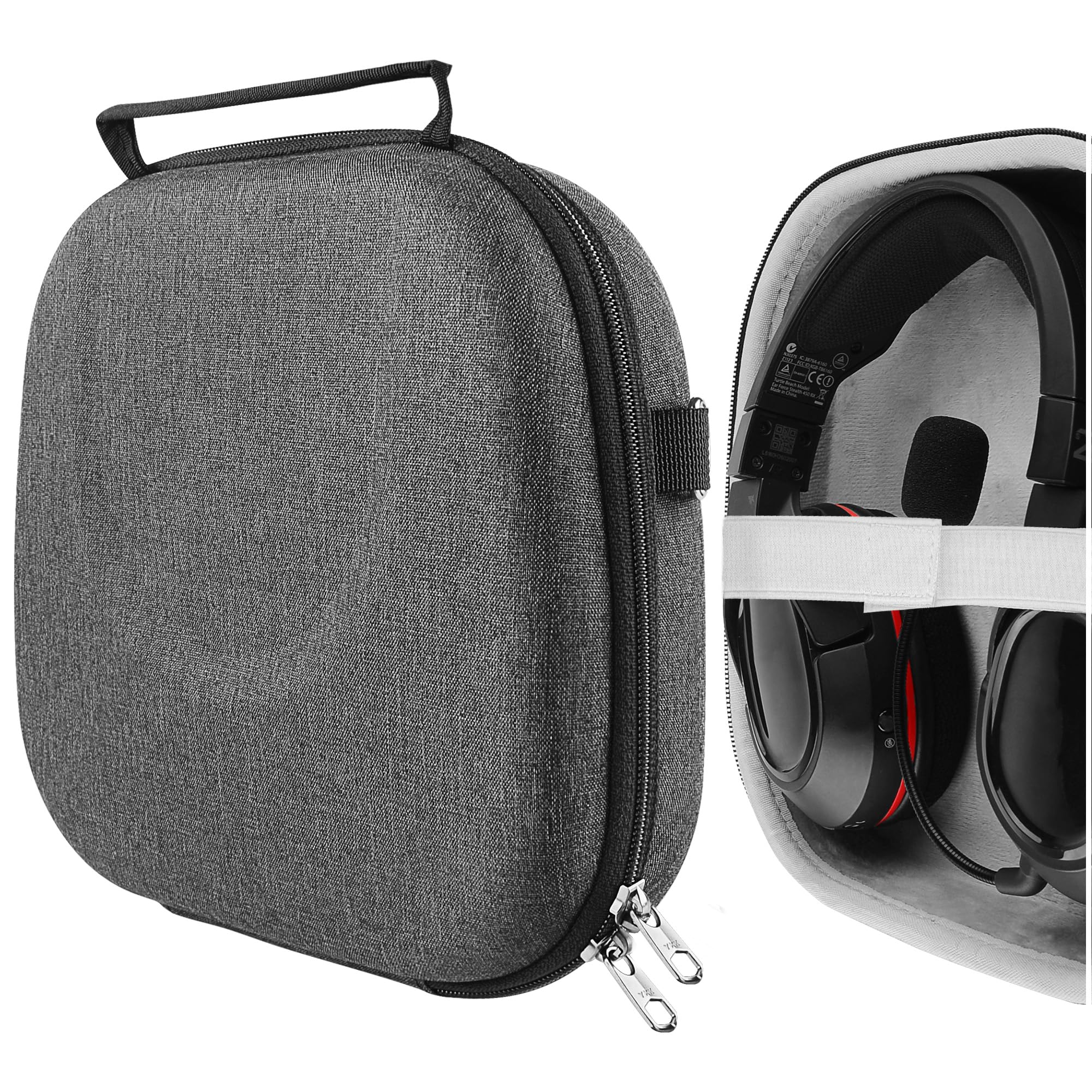 Geekria Shield Kopfhörerhülle kompatibel mit Turtle Beach Recon 70, Stealth 450 Gaming und mehr, Ersatz-Hartschalen-Reise-Umhängetasche mit Kabelaufbewahrung (Dunkelgrau)