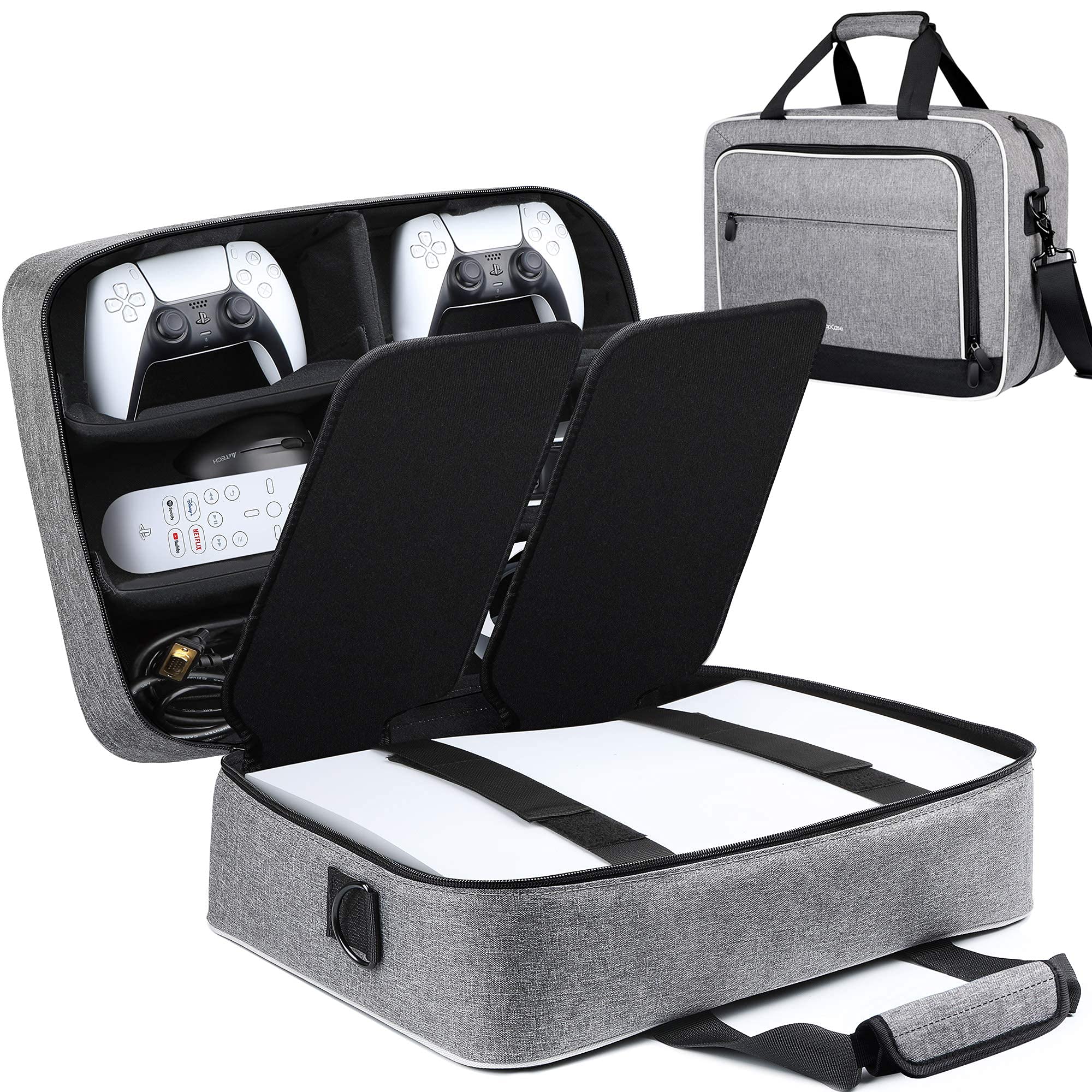 ZtotopCases Tasche Kompatibel mit für Disk/Digital Edition Konsole, Reisetasche für Konsole, Controller, Spiel-Discs, Gaming-Headset und anderes Zubehör – Grau
