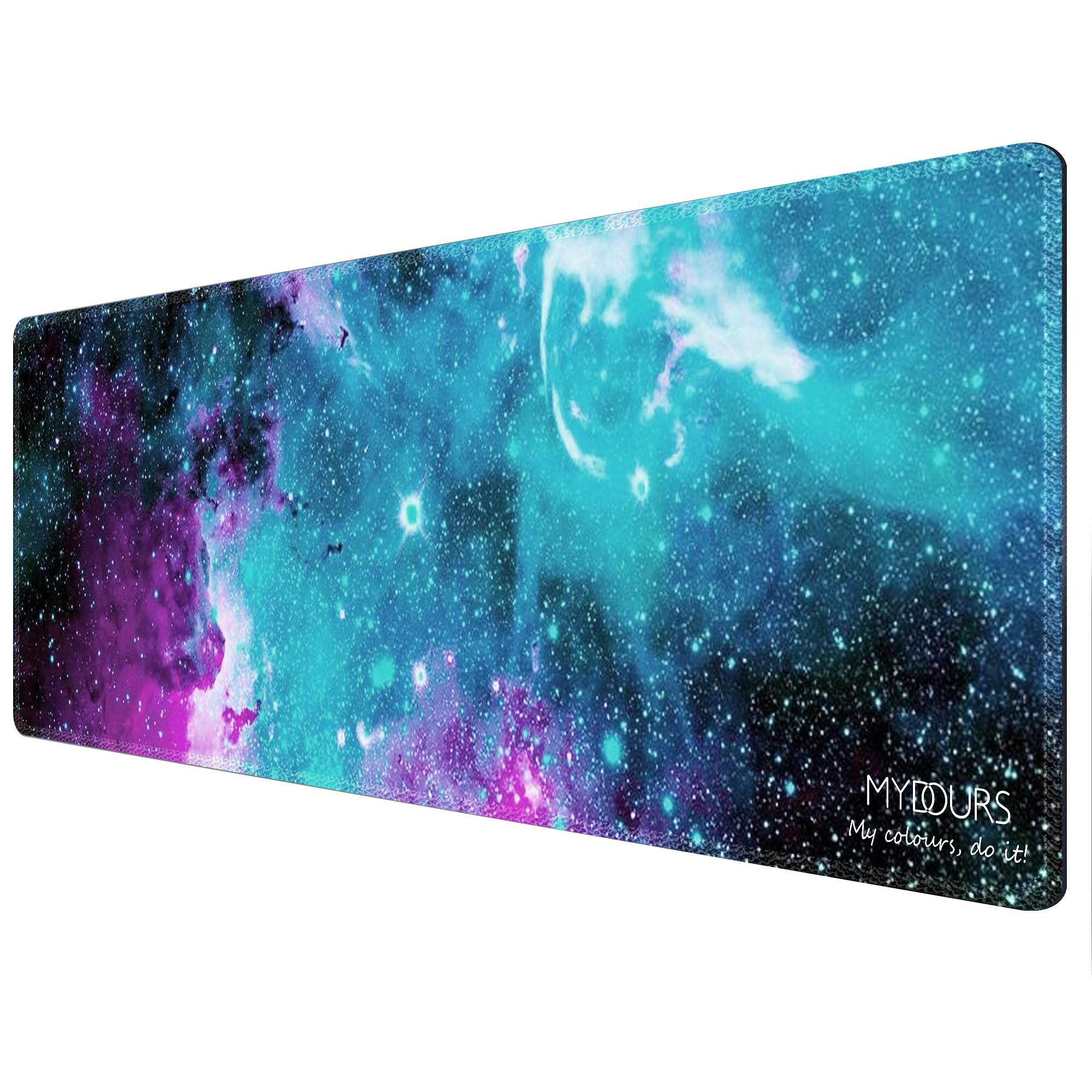 Mydours Langes Mauspad, 120x40cm Gaming Mauspad XXL, Professionelles Mauspad mit Rutschfestem Gummiboden, Unterlage für Computer Tastatur PC Gaming, Galaxy Universe Style Pad mit Abgesteppten Rändern