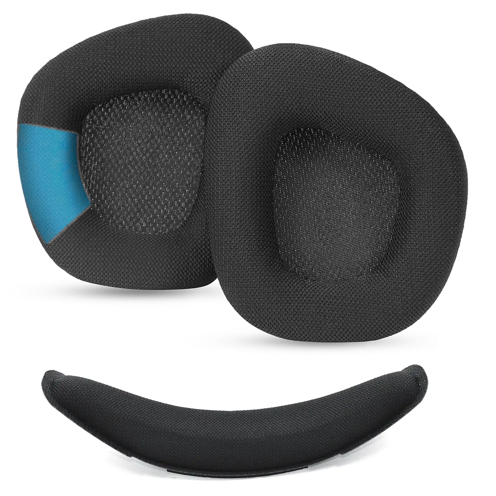 Ersatz-Ohrpolster, Ohrmuscheln, kompatibel mit Corsair Void & Corsair Void Pro kabelgebundenen und kabellosen Gaming-Headsets 7.1, Memory-Schaum, Reparaturteile (Stoffschaum + Stirnband)