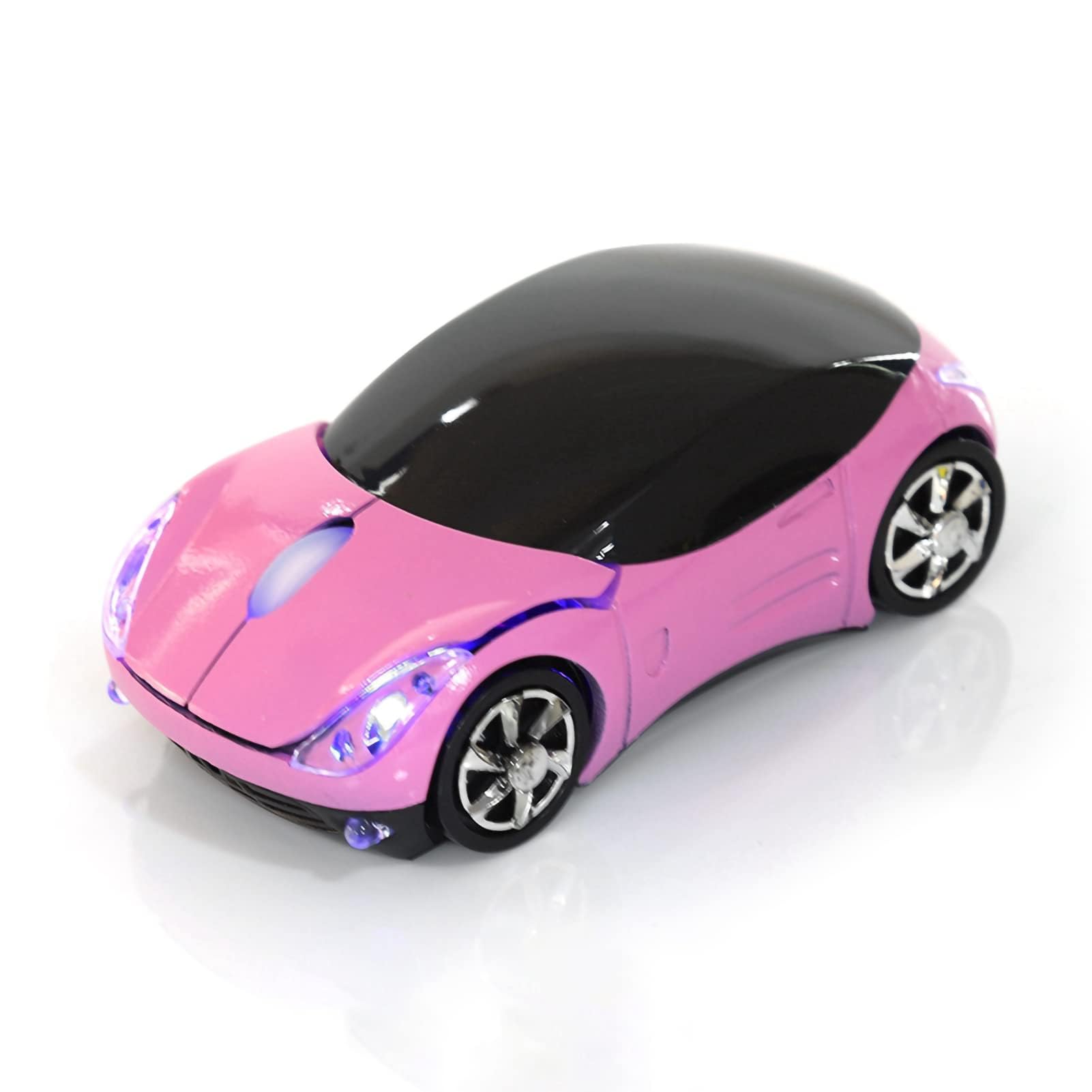 Dpofirs 2.4G Auto geformte drahtlose Maus, 1600DPI optische Maus, 2.4GHz drahtlose Übertragung, 3 Tasten mit Scrollrad, für PC Laptop Tablet Gaming Office(Rosa)