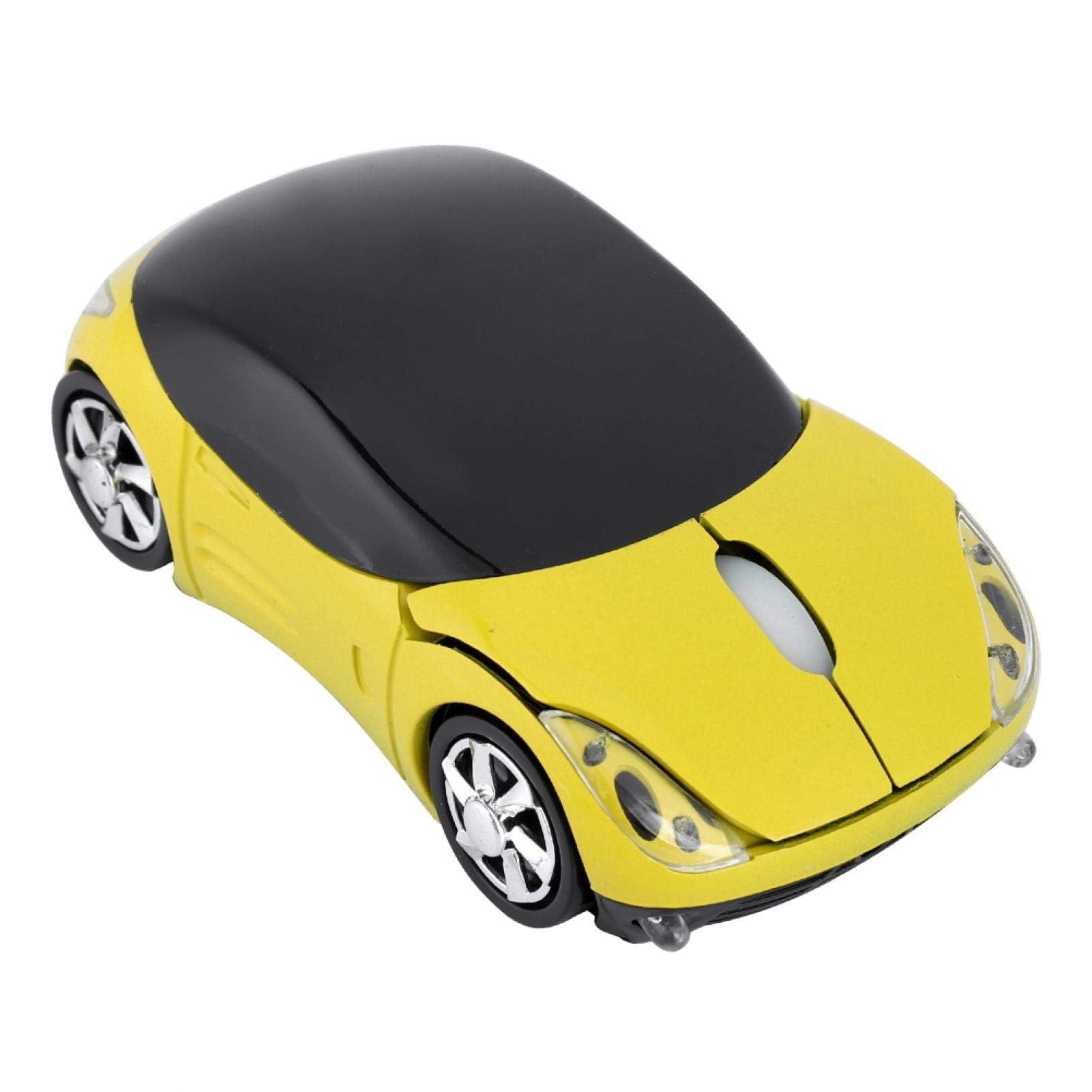 Dpofirs 2.4G Auto geformte drahtlose Maus, 1600DPI optische Maus, 2.4GHz drahtlose Übertragung, 3 Tasten mit Scrollrad, für PC Laptop Tablet Gaming Office(Gelb)