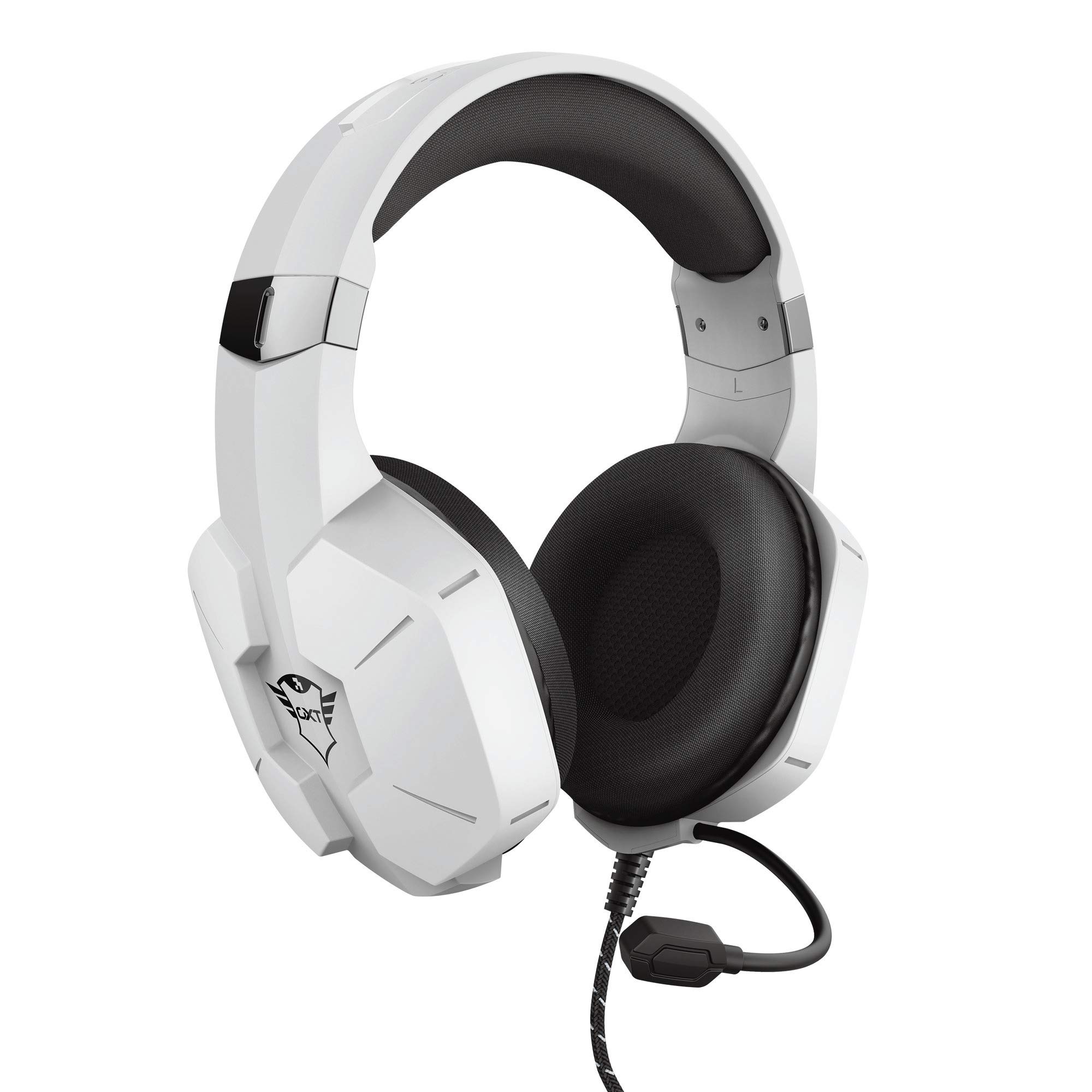 Trust Gaming Headset für PS4 und PS5 GXT 323W Carus - Kabelgebundene Gaming-Kopfhörer mit Mikrofon für PlayStation 4/5, Einstellbarer Kopfbügel, Komfortable Ohrpolster - Weiß, one Size