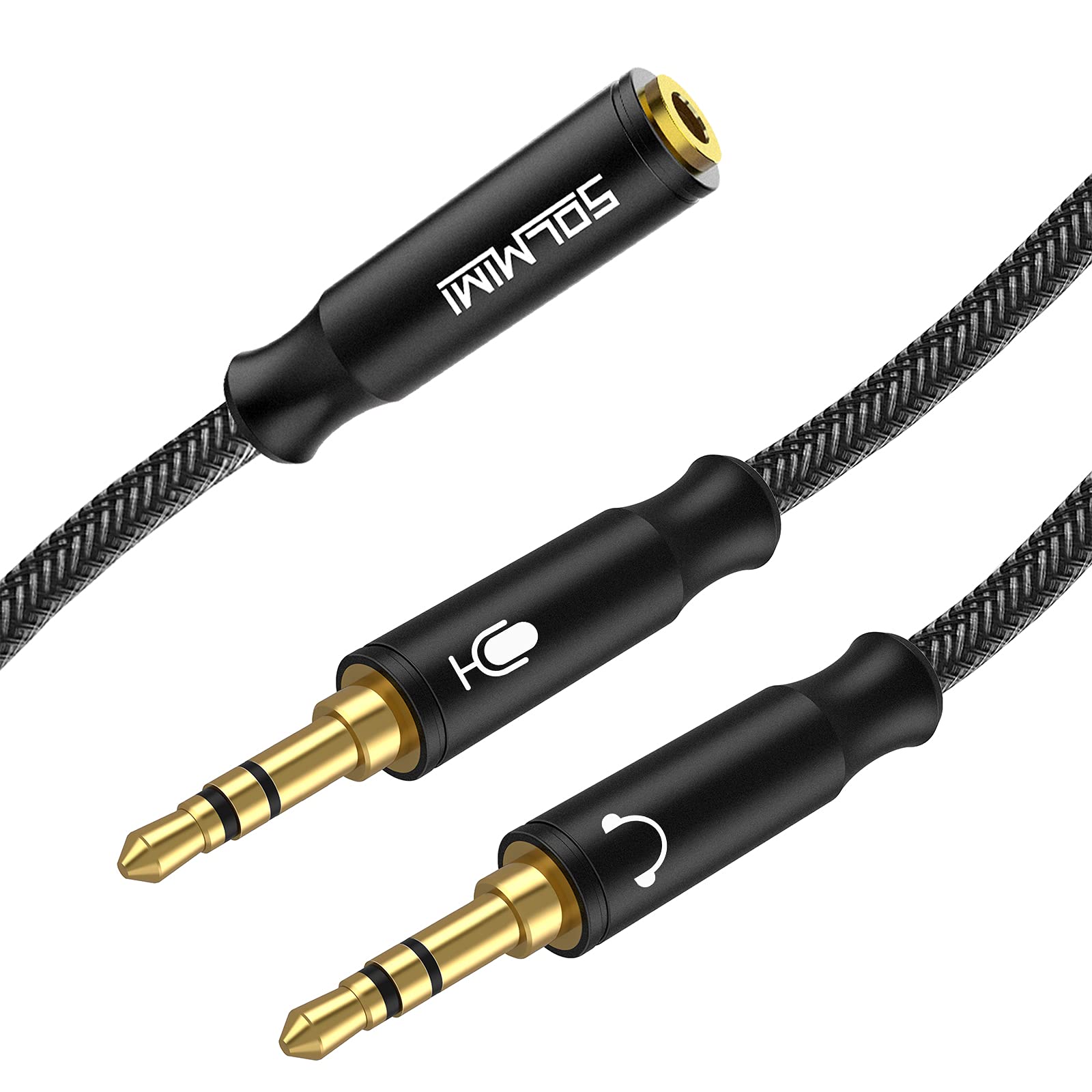 Headset Adapter für PC 3.5 mm TRRS Buchse auf Dual 3,5 mm TRS-Stecker Kopfhörer Mikrofon Audio Y Splitterkabel für CTIA-Gaming-Headset - 0,3 Meter