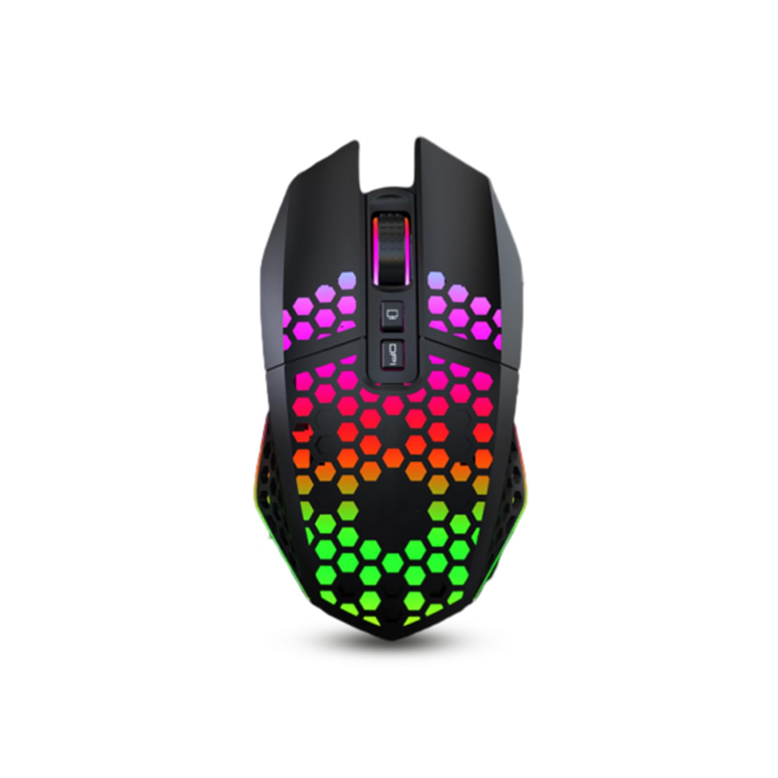 Lazmin112 Wireless Gaming Mouse Wiederaufladbare, stumm aufladende Maus Wireless RGB Luminous Hollow Gaming 2,4-GHz-Computerzubehör für PC-Computer Laptop-Gaming-Player(schwarz)