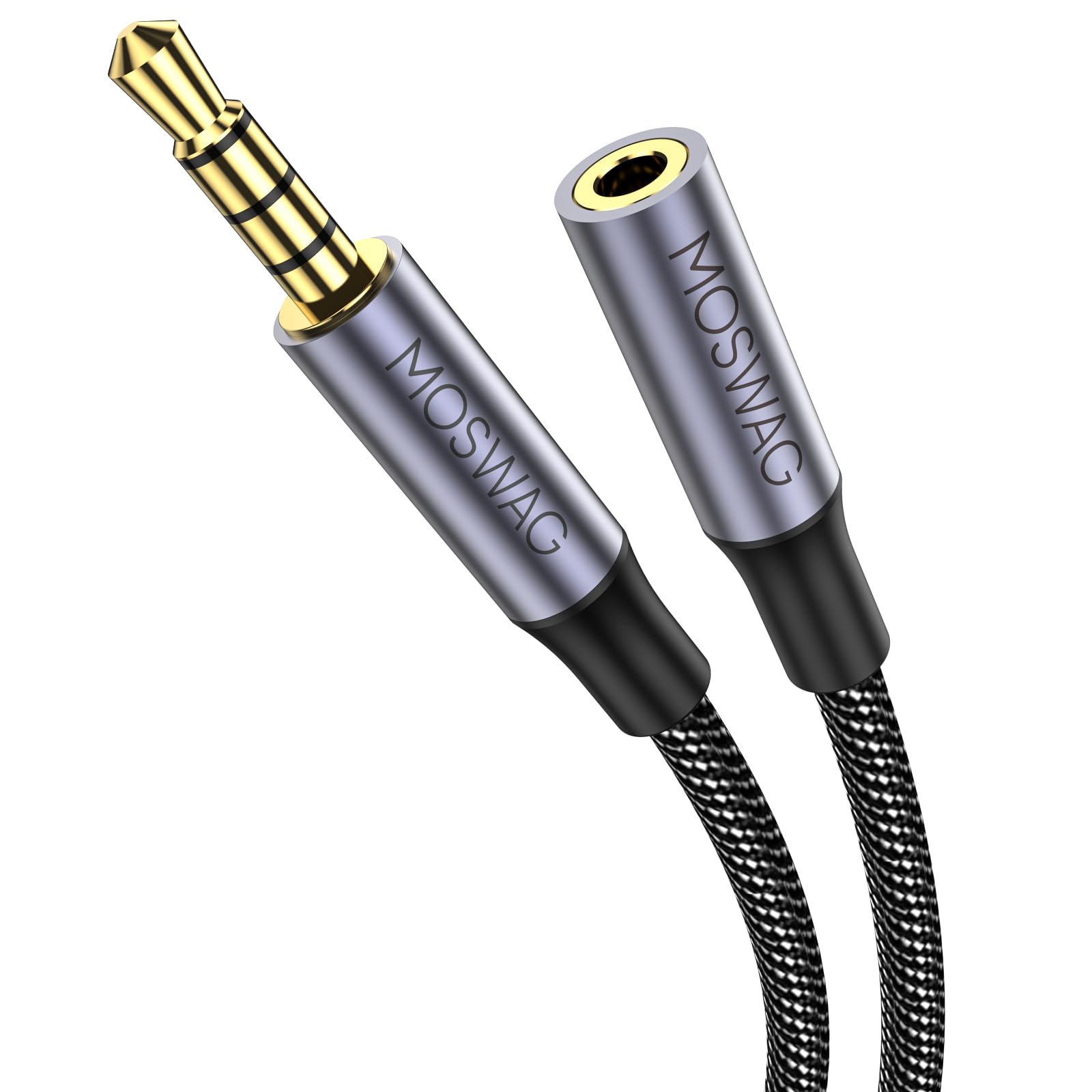 MOSWAG Headset Verlängerungskabel 2 m (die Verlängerung ist ideal für Gaming Headsets oder Headsets mit Mikrofon, TRRS 4-polig, 3,5 mm Stecker auf Buchse)