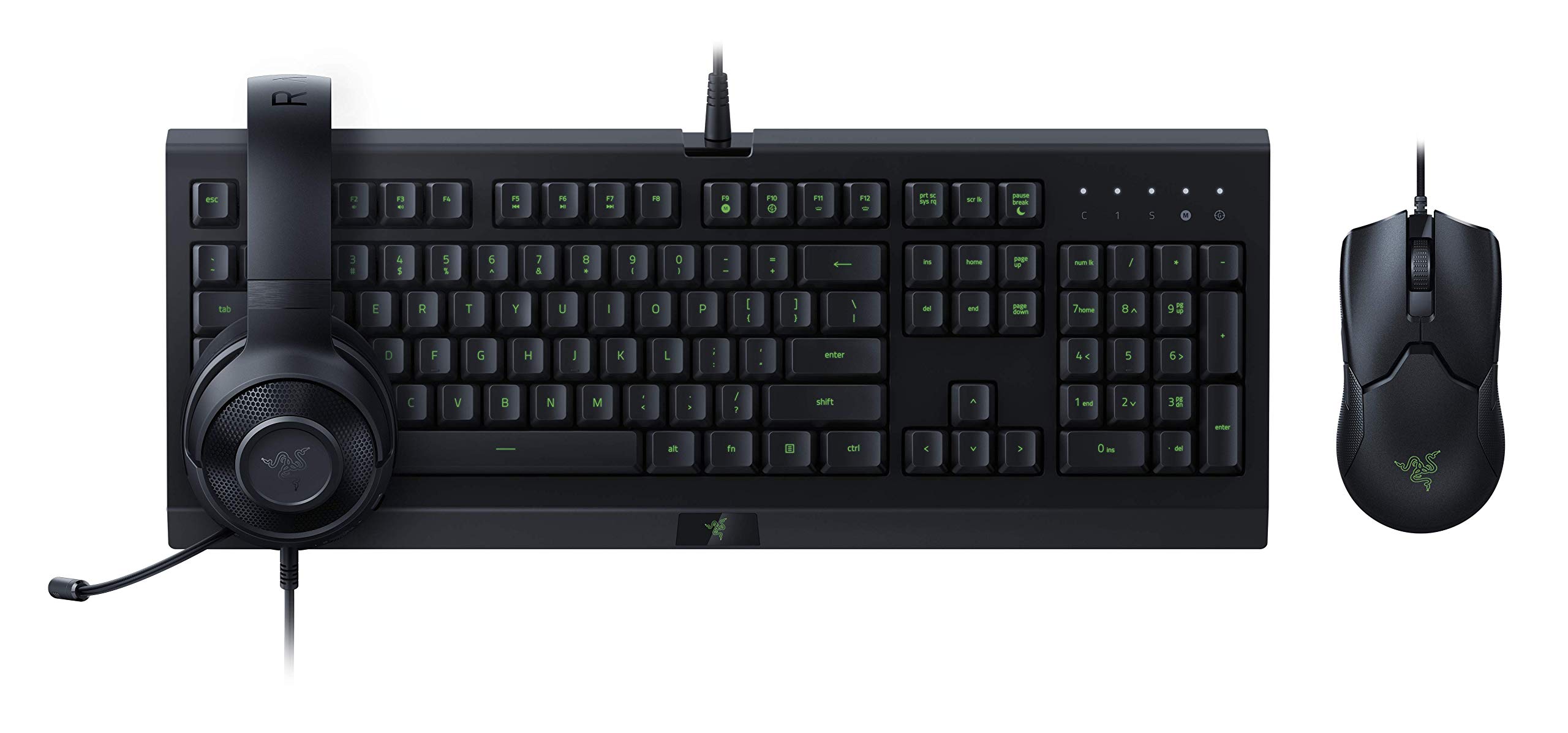 Razer Power Up Bundle – Esports-Spielset bestehend aus Einer Cynosa Lite Tastatur (Qwertz DE-Layout), Einer Viper-Maus und einem Kraken X Lite Kopfhörer, Schwarz