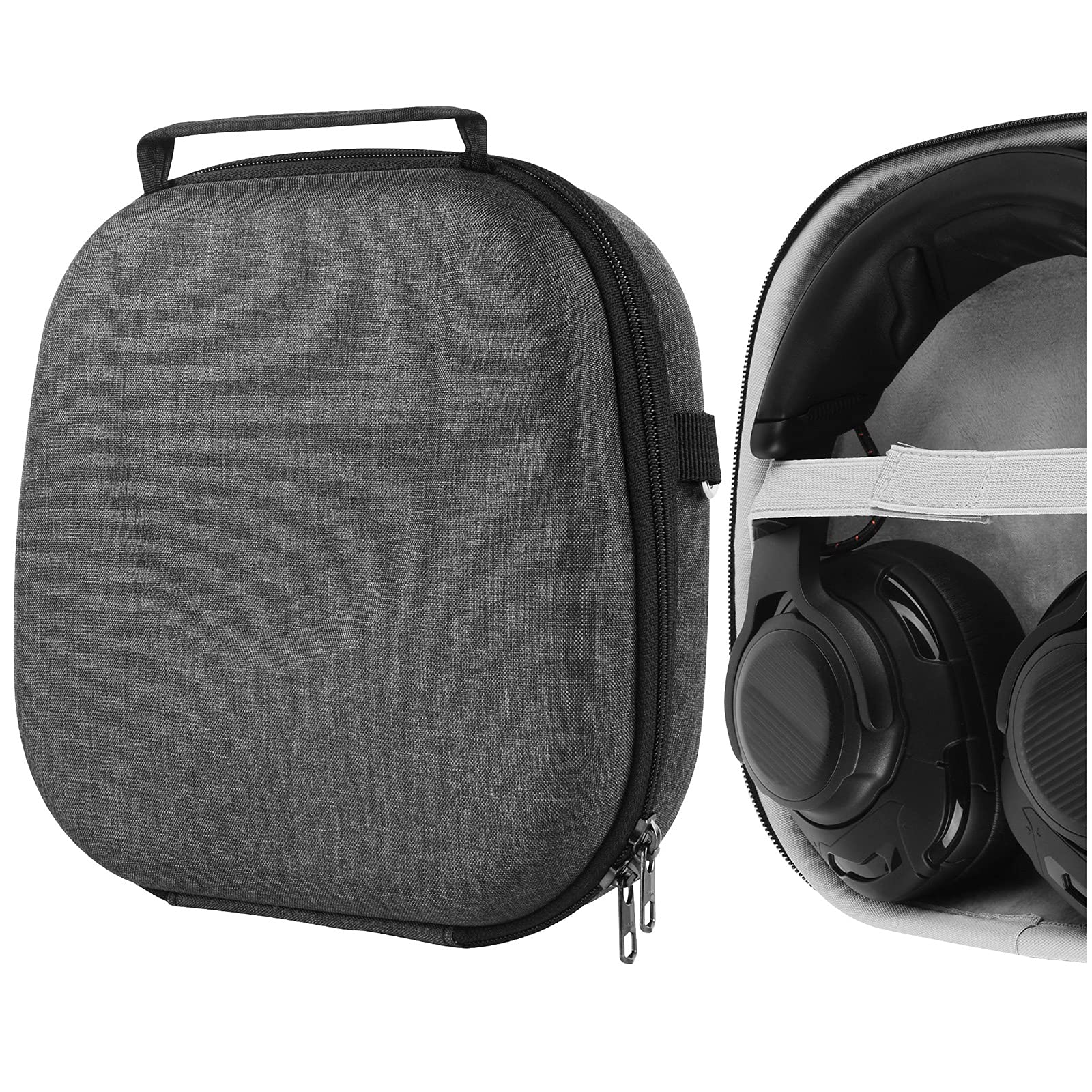 Geekria Shield Kopfhörer-Hülle kompatibel mit JBL Quantum One Gaming, Quantum 600, Quantum 800, Quantum 300 Hülle, Ersatz Hartschale Reisetasche mit Kabelaufbewahrung (Grau)