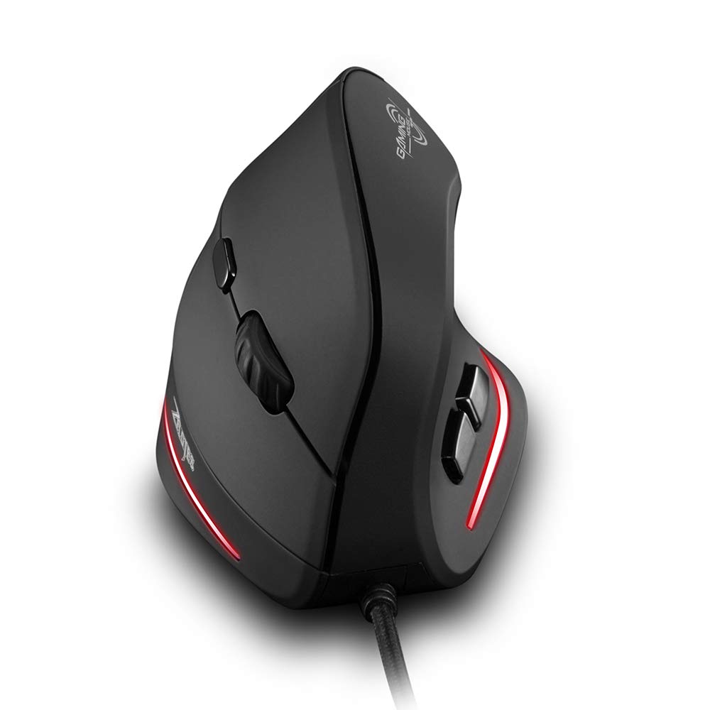 zelotes Ergonomische Maus,3200 DPI,6 Tasten,Vorbeugung Gegen Mausarm,USB Optische Vertikale Maus mit Kabel,Verdrahtete Mäuse für PC,Laptop,Computer,Mac,Schwarz