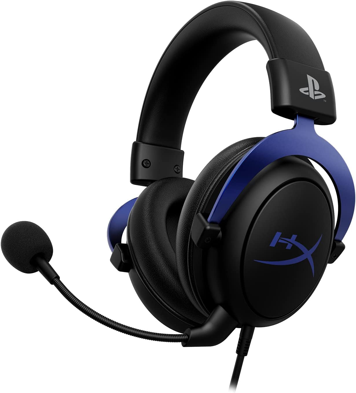 HyperX Cloud - Gaming-Headset, Playstation Offizielles Lizenziertes Produkt, für PS5 und PS4, Memory-Schaum-Komfort, rauschunterdrückendes Mikrofon, Stabiler Aluminiumrahmen., Schwarz/Blau