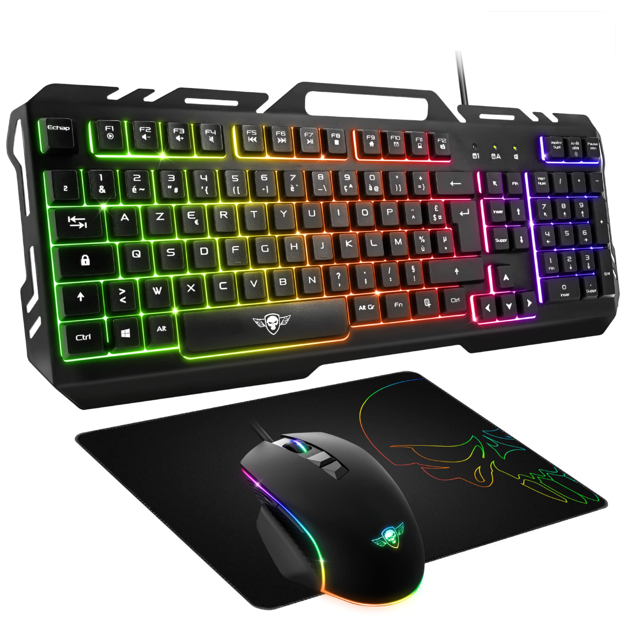 Spirit of Gamer - Pro-MK5 3-in-1-Gaming-Paket – Gaming-Tastatur RGB Anti-Ghosting – Gaming-Maus 7 Tasten RGB 3200 DPI – rutschfeste Matte – kompatibel mit PC/PlayStation/Xbox