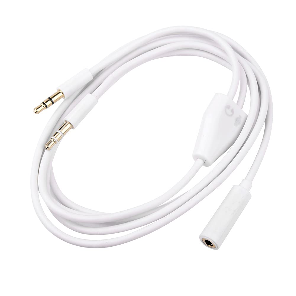 Audio Splitter Y Adapter 3.5mm Buchse auf Doppel 3.5mm Klinkenstecker Headset Mikrofon Adapter Audio Splitter Kabel kompatibel mit Kopfhörer, PC, PS4, Gaming Headset, Desktop usw (Weiß, 150CM)